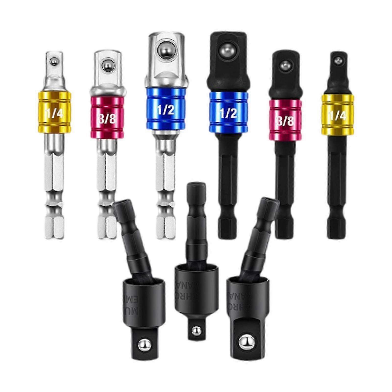 9-Piece Impact Socket Adapter & Extension Set for Impact Drivers, Heavy Duty Tool Kit