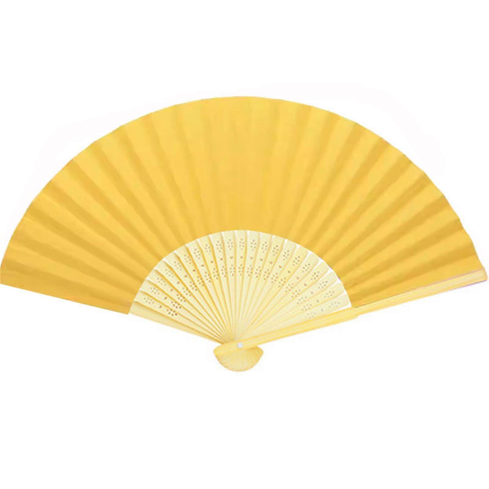 5lots Paper Bamboo Folding Fan Creative Expression Fan for Kids Artistic Expression and Imagination Yellow