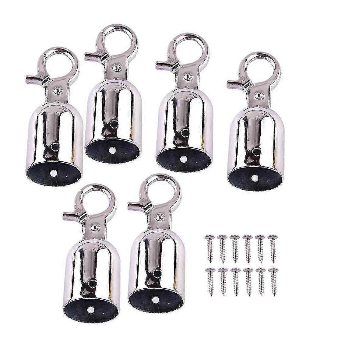 6Pcs Silver 28mm Rope Barrier Stopper Cord End Caps Heavy Duty Hanging Hook with Self Closing Clasp GDS