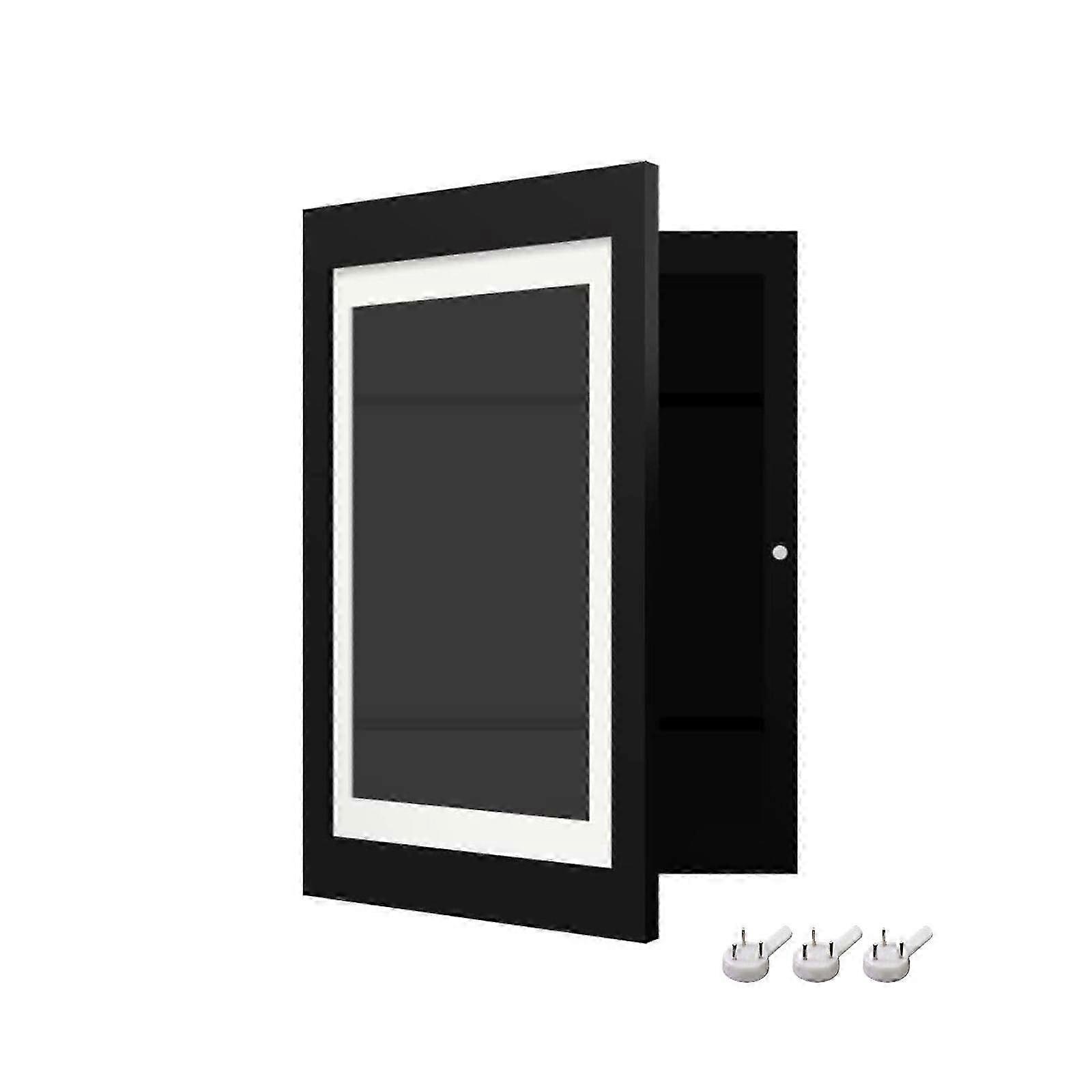 Adjustable Wall Mount Picture Frame Display with Storage for School Projects, Collectibles Organizer