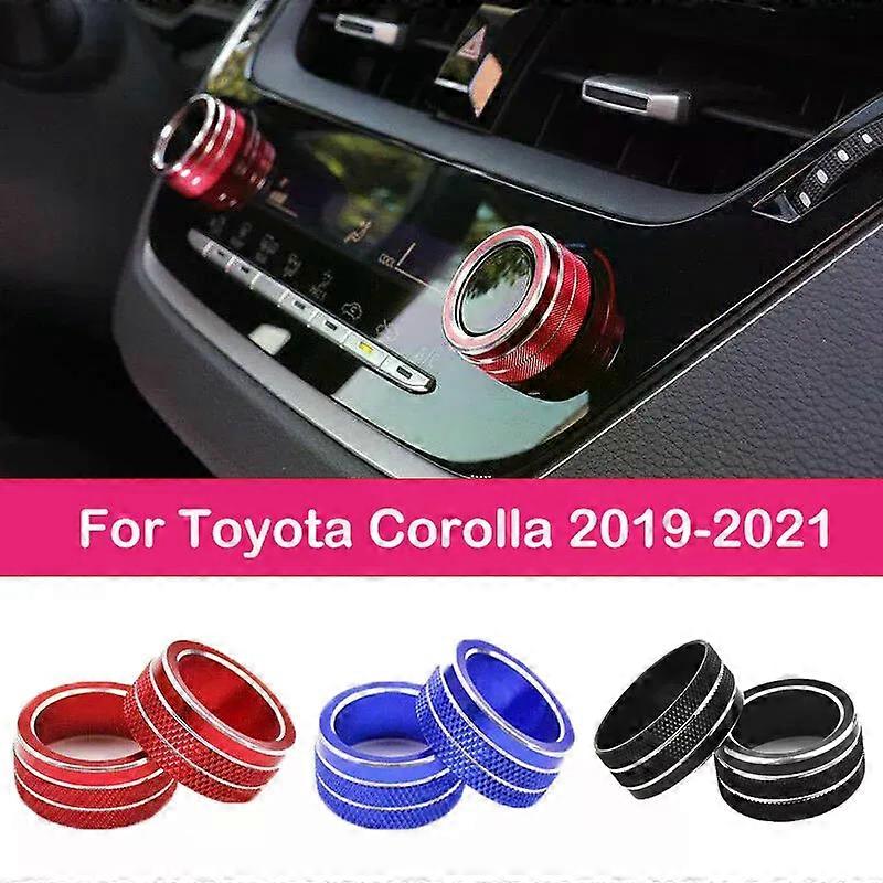 2Pcs Car AC Climate Control Knob Trim Button Cover compatible for Toyo-ta Corolla 2019 2020 2021 Auto Accessories Car AC Control Knobs Ring
