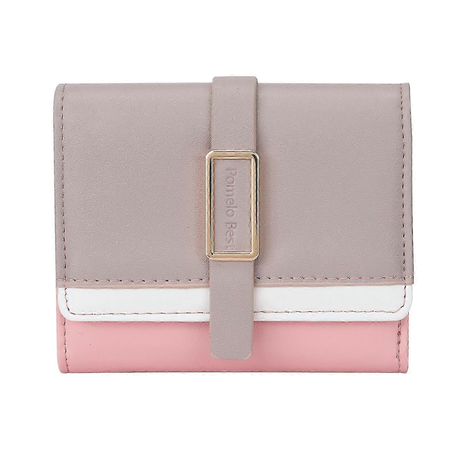 Elegante cartera de mujer de patchwork - Gris, Blanco, Rosa