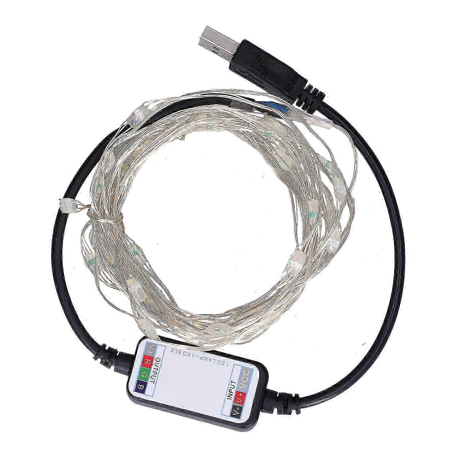 String Lights USB LED Colorful RGB Waterproof Copper Wire Music Light String Christmas Decoration Light5m 50 Lights