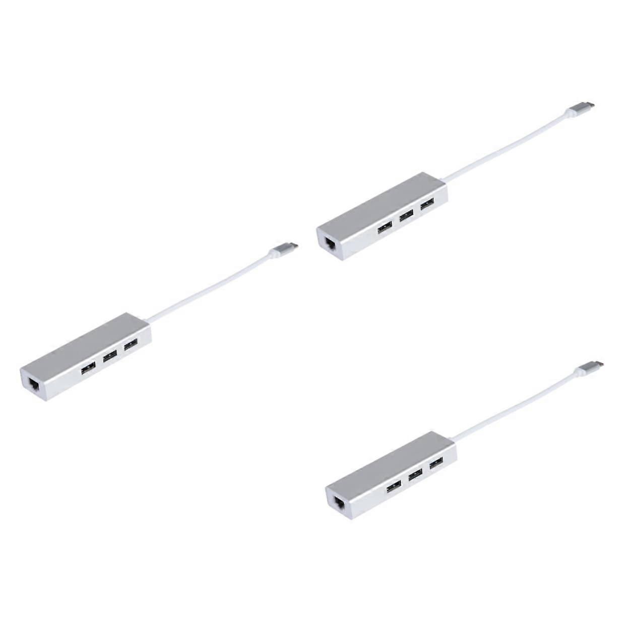 3pcs Ethernet LAN Network Converter Data Hub with Ethernet Adapter USB 3.0 Hub White
