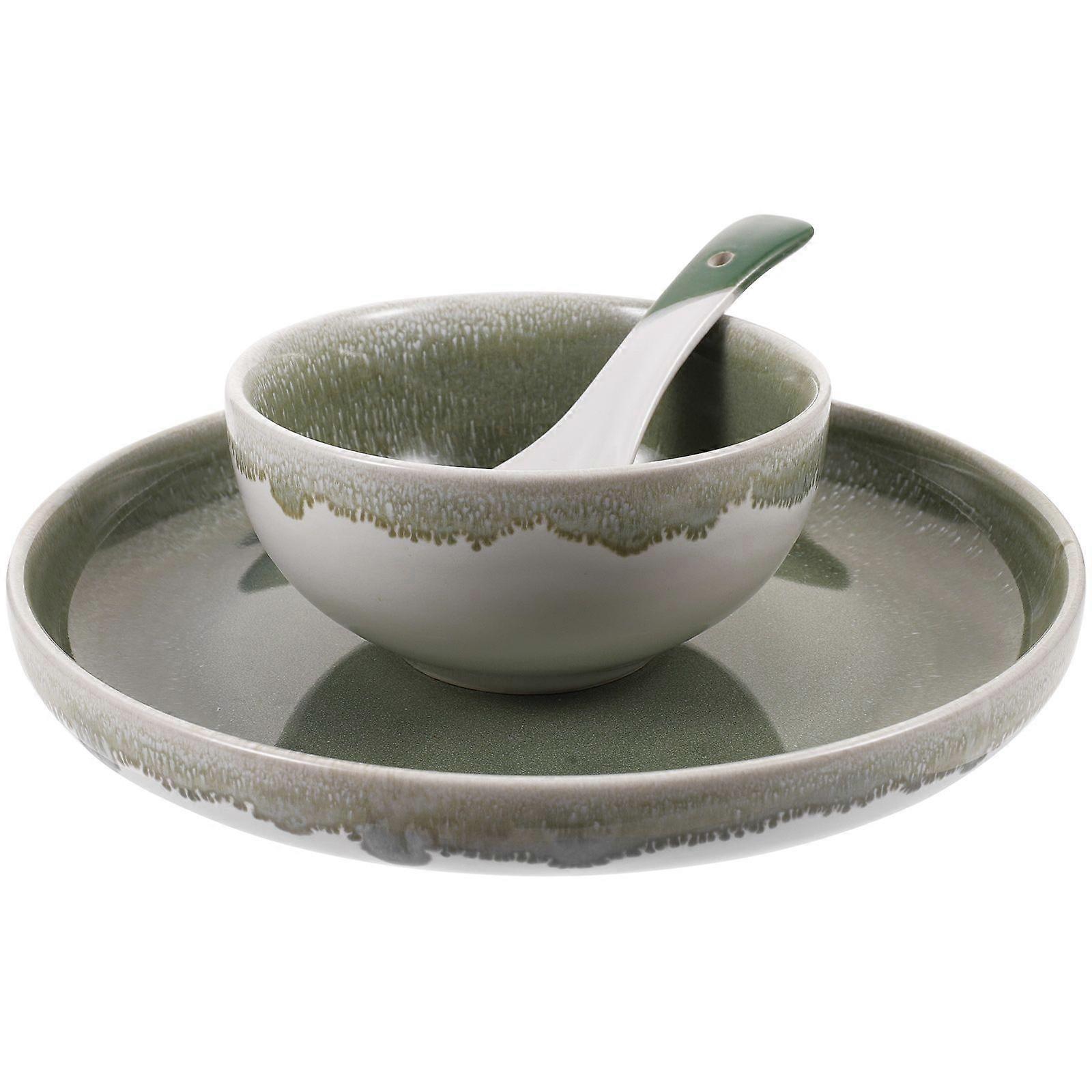 1 Set of Ceramic Tableware Kit Decorative Bowl Dish Spoon Set Single Person Tableware Kit
