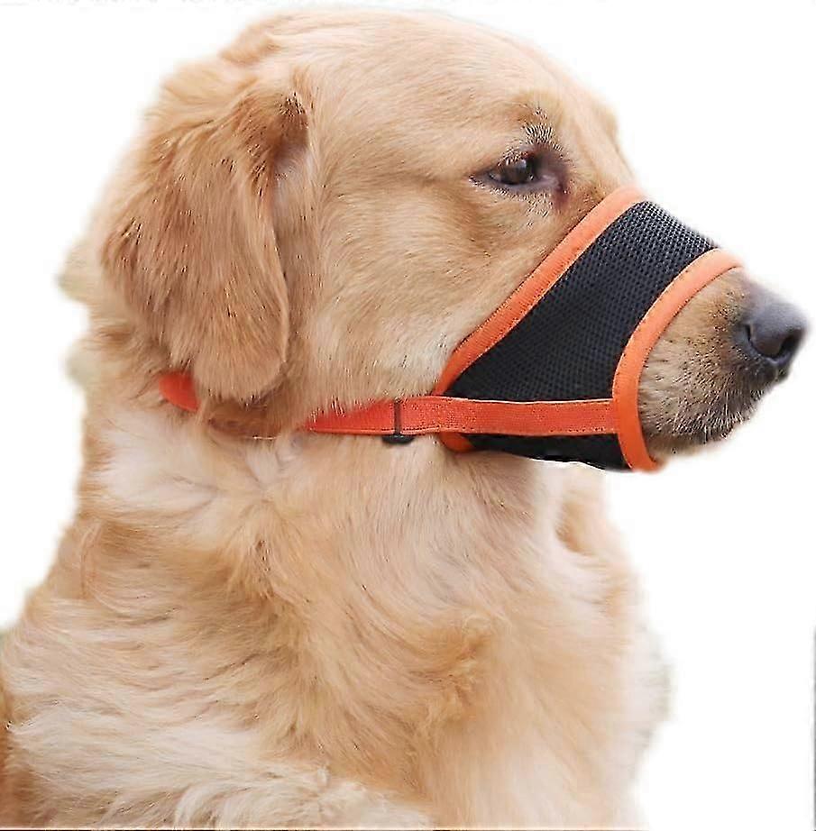 Soft Air Mesh Dog Muzzle for Small/Medium/Large Dogs, Dog Mussel Stop biting, Barking & Chewing, Drinkable Adjustable Gentle Pet Muzzle (Orange, XL)