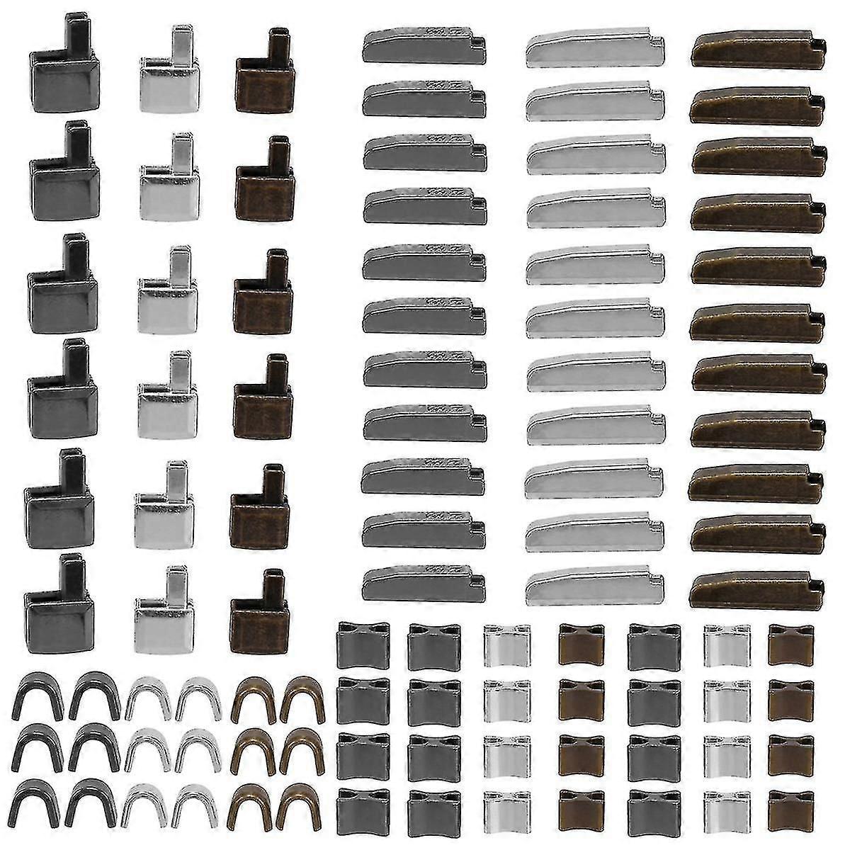 120 Pieces Metal Zipper Head Slider,4 Sizes Zipper Bottom Sliders Retainer Insertion Pin,zipper Stopper Repair Tool Kit TY