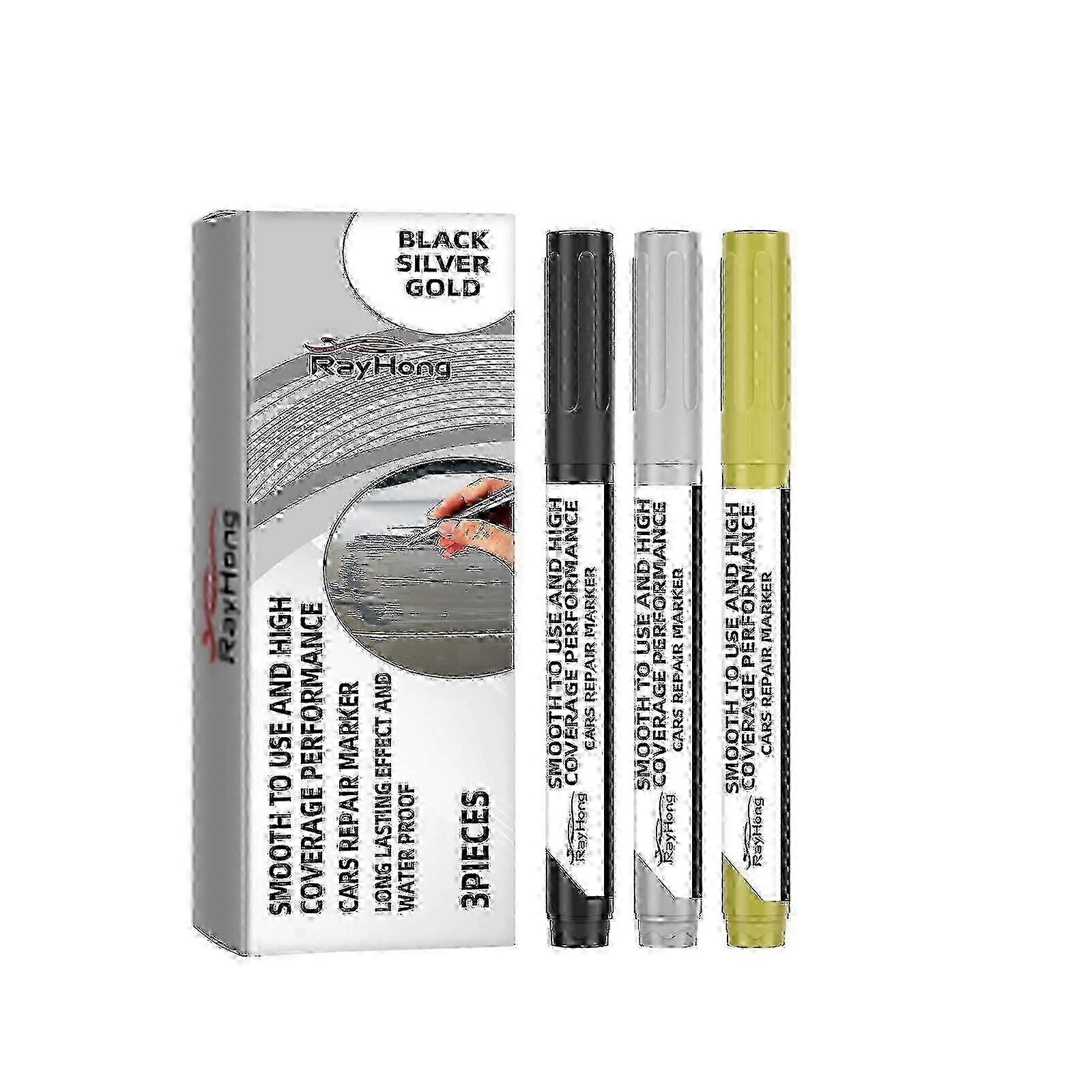 قلم تحديد إصلاح السيارة ، إصلاح الخدوش إعادة طلاء لون السيارة قلم إصلاح أسود ذهبي وفضي