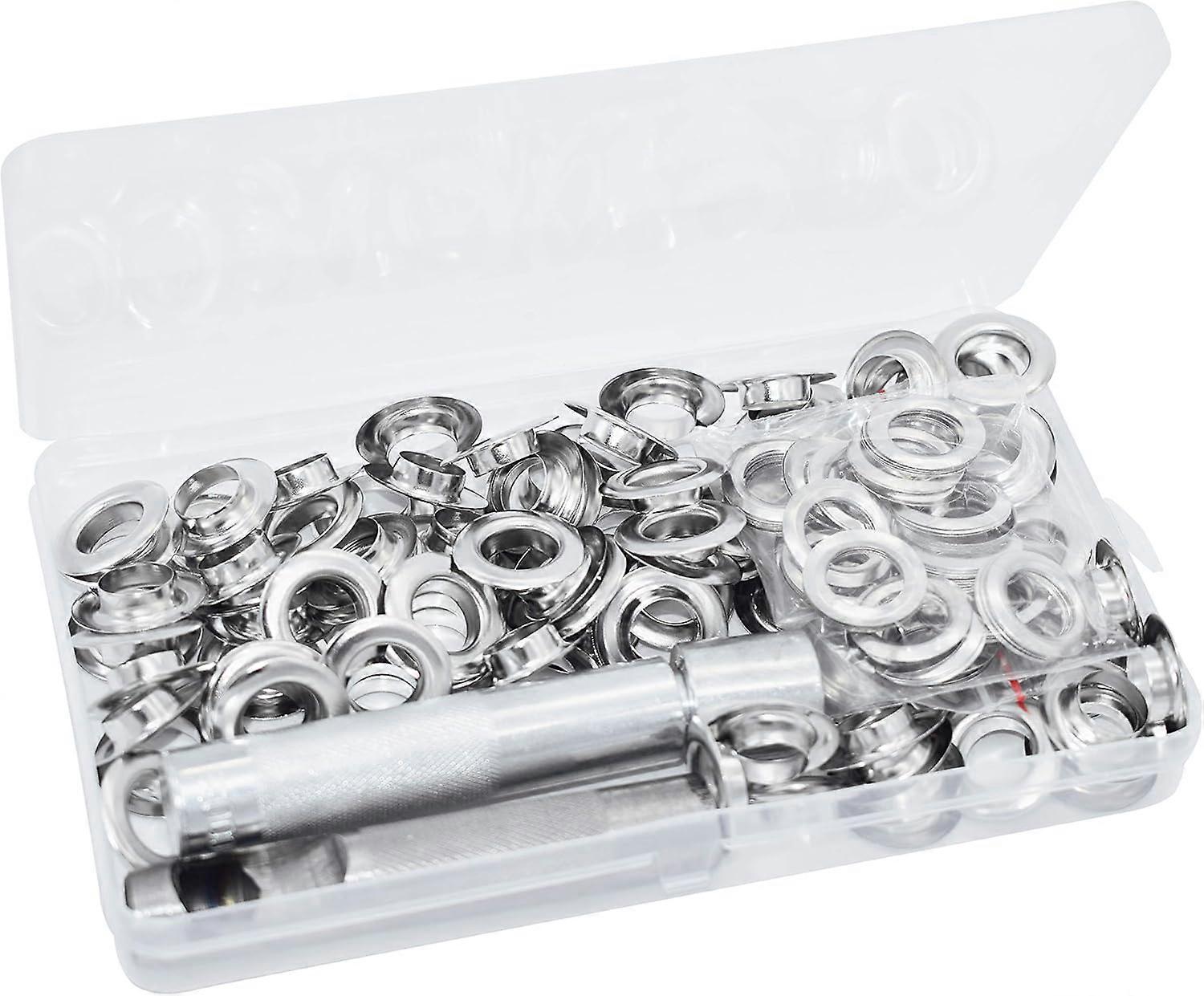 Grommet Set, Eyelet Tool, Eyelet Set, 100 Eyelets (12mm Inner Diameter)