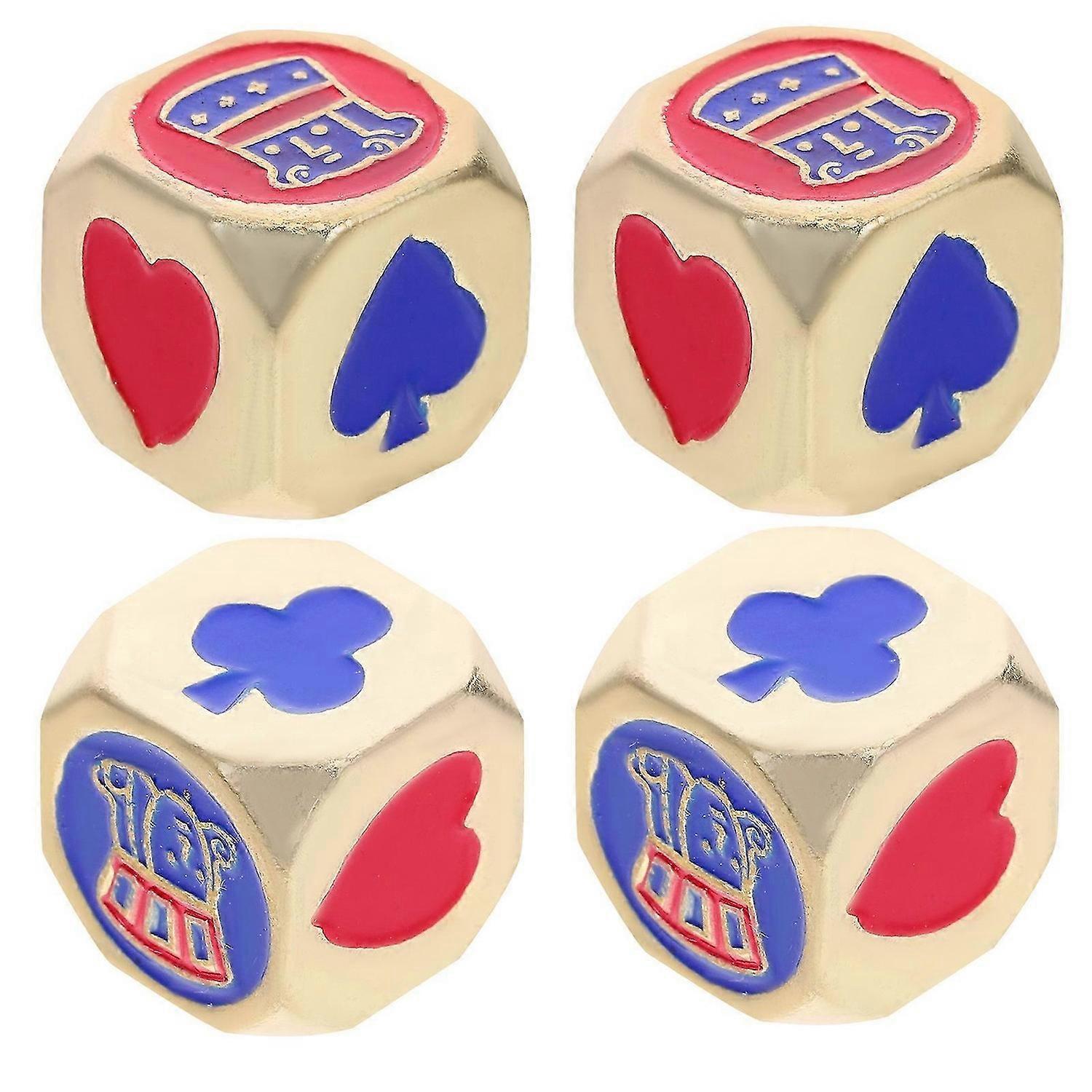 4pcs Metal Poker Dices Prop Funny Game Dices 13mm Poker Dices for Party
