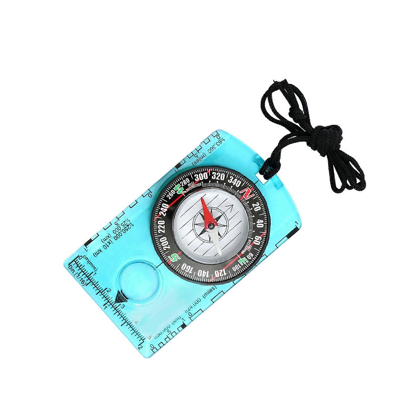 Kartenlineal Lupe Waterproof Navigational Compass with Ruler and Carry Strap - Multifunctional Blue Design