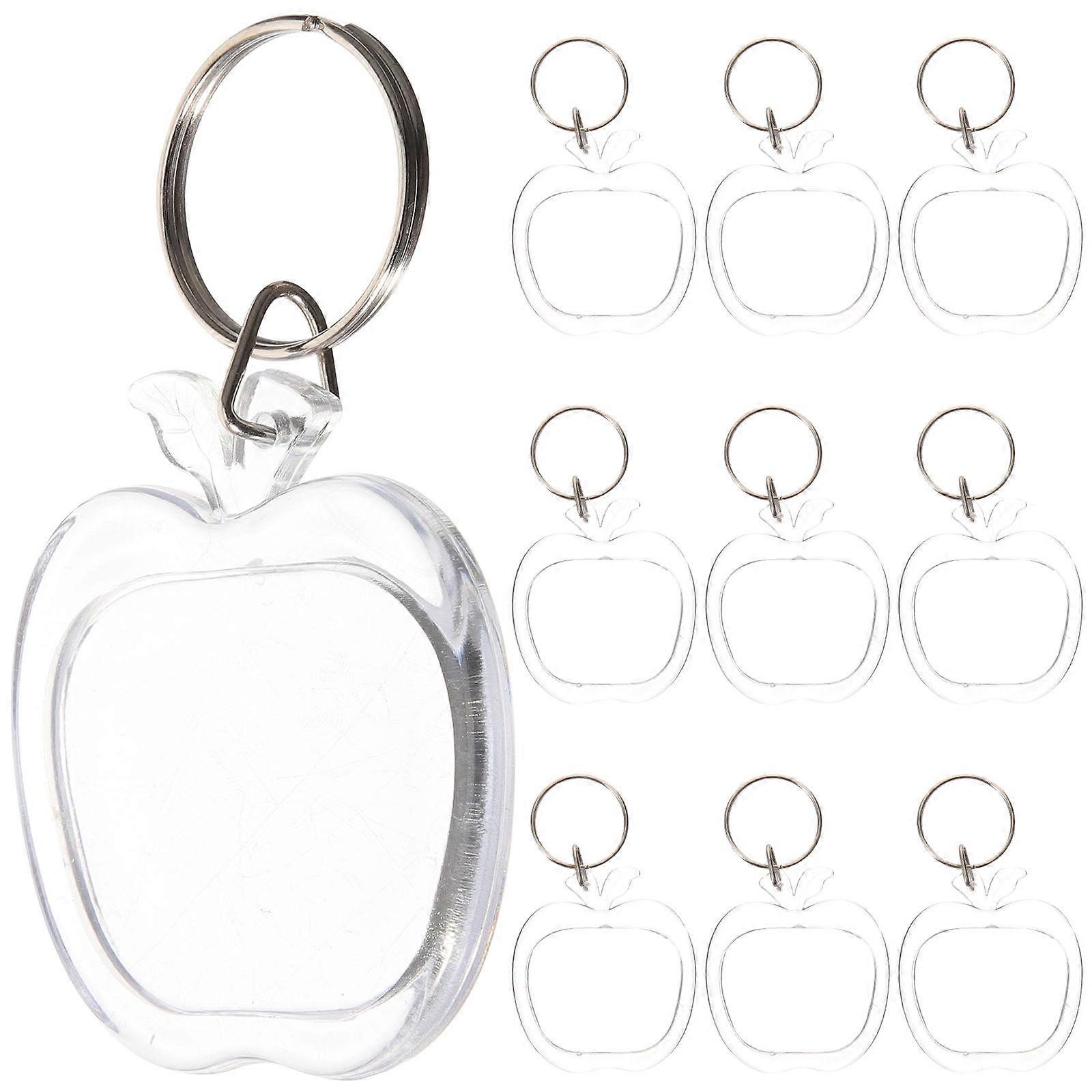 Acrylic Blank Keychains 10Pcs Transparent Picture Frame Keyring for Decoration Easy Photo Insertion