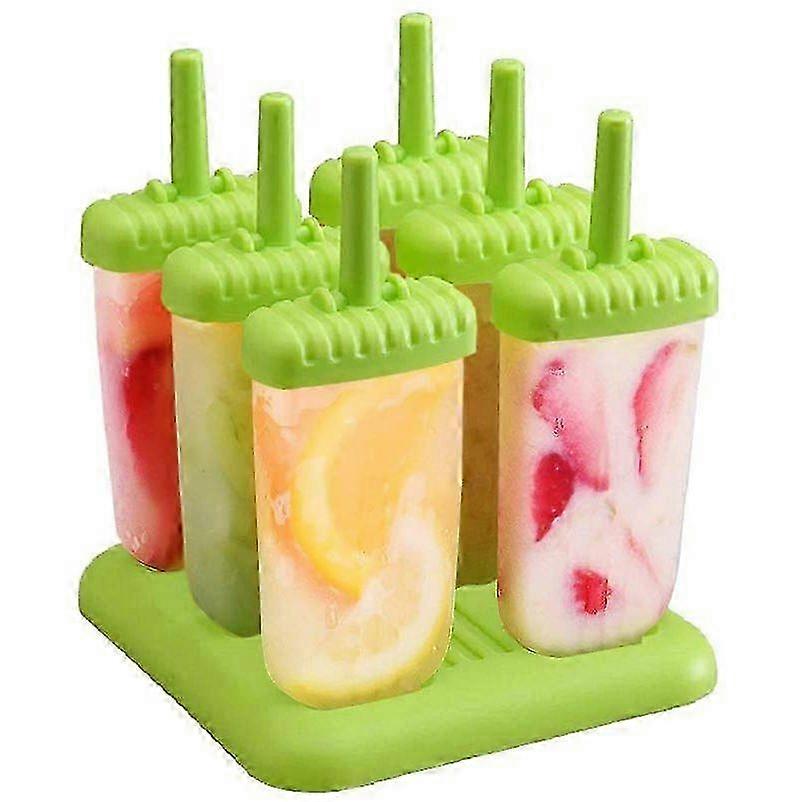 2025 6 Pcs Popsicle Molds Ice Cream Molds 6 Pcs Ice Cream Molds for Kids (Green)