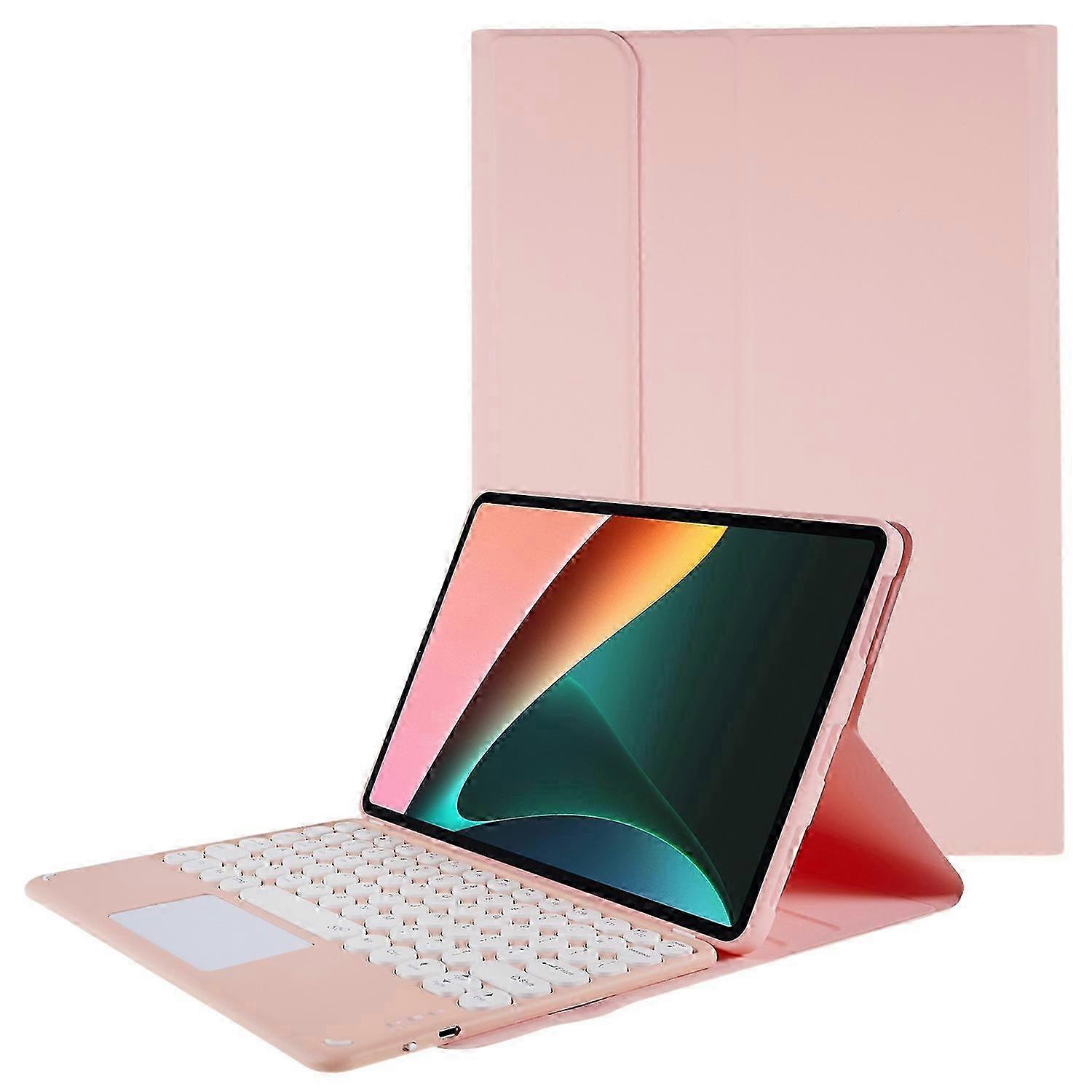 PU Leather Stand Case Tablet Cover with Round Cap Wireless Bluetooth Keyboard suitable for certain brand Tablets