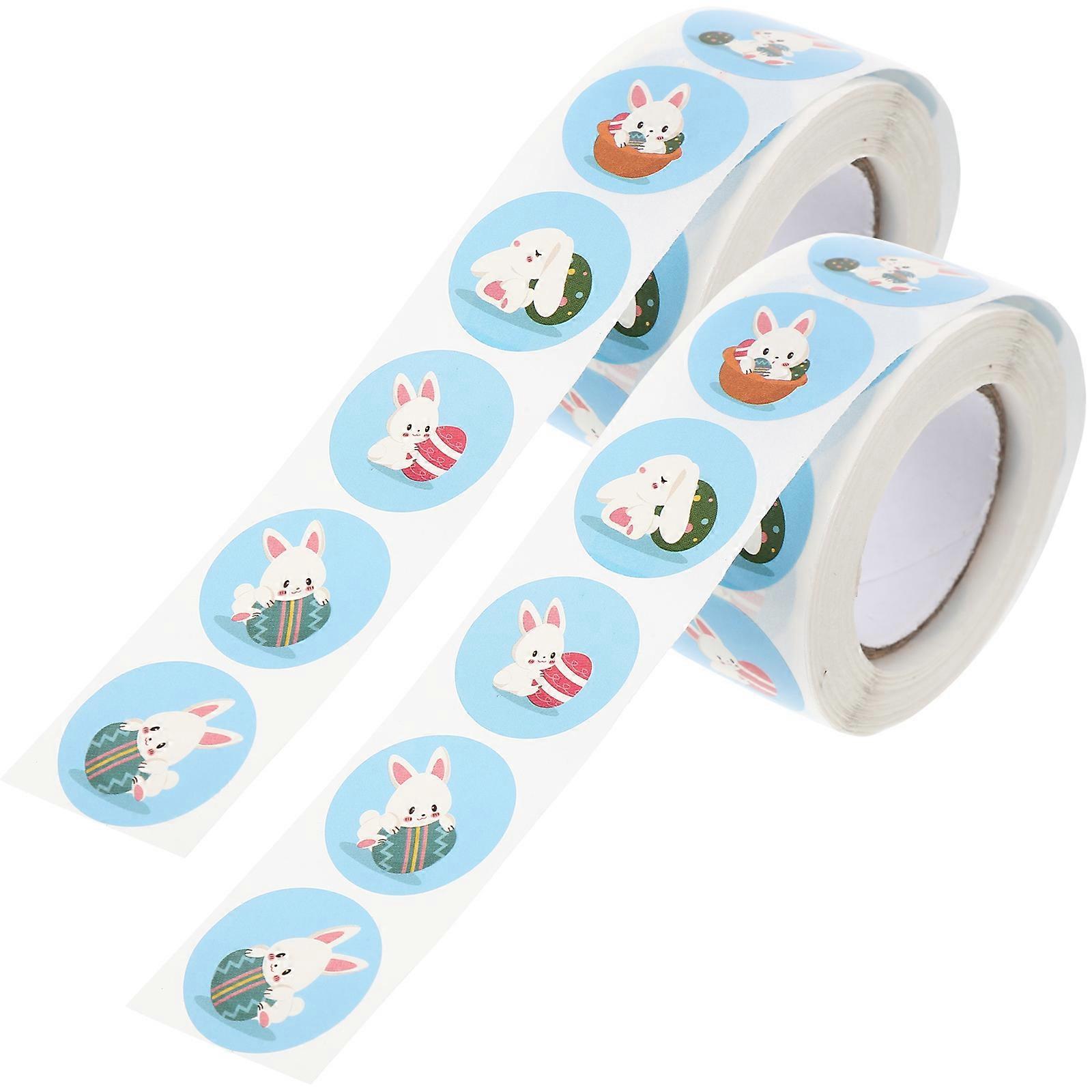 Sealing Stickers Easter Bunny Round Multi-Colored 2.5x2.5cm Sealing Envelopes 2 Rolls