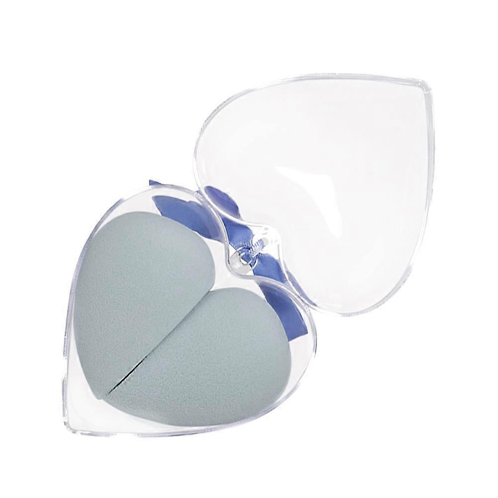 Heart Shaped Beauty Egg Wet and Dry Dual Purpose for Makeup Enthusiasts Light Blue 8x8cm 2Pcs