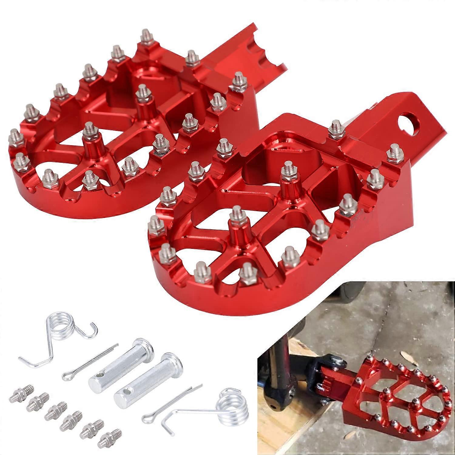 Motorcycle Foot Rests Red for Dirt Bikes, High-Strength Aluminum, Adjustable Size, Universal Fit