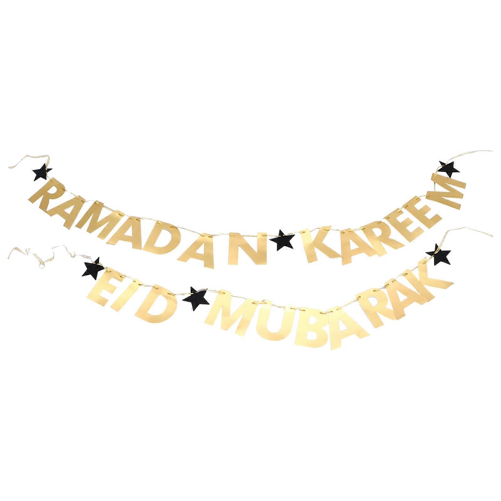 Eid Mubarak Hanging Banner Star Shape Paper For Eid Celebration Party Hosts And Event Organizers 2Pack