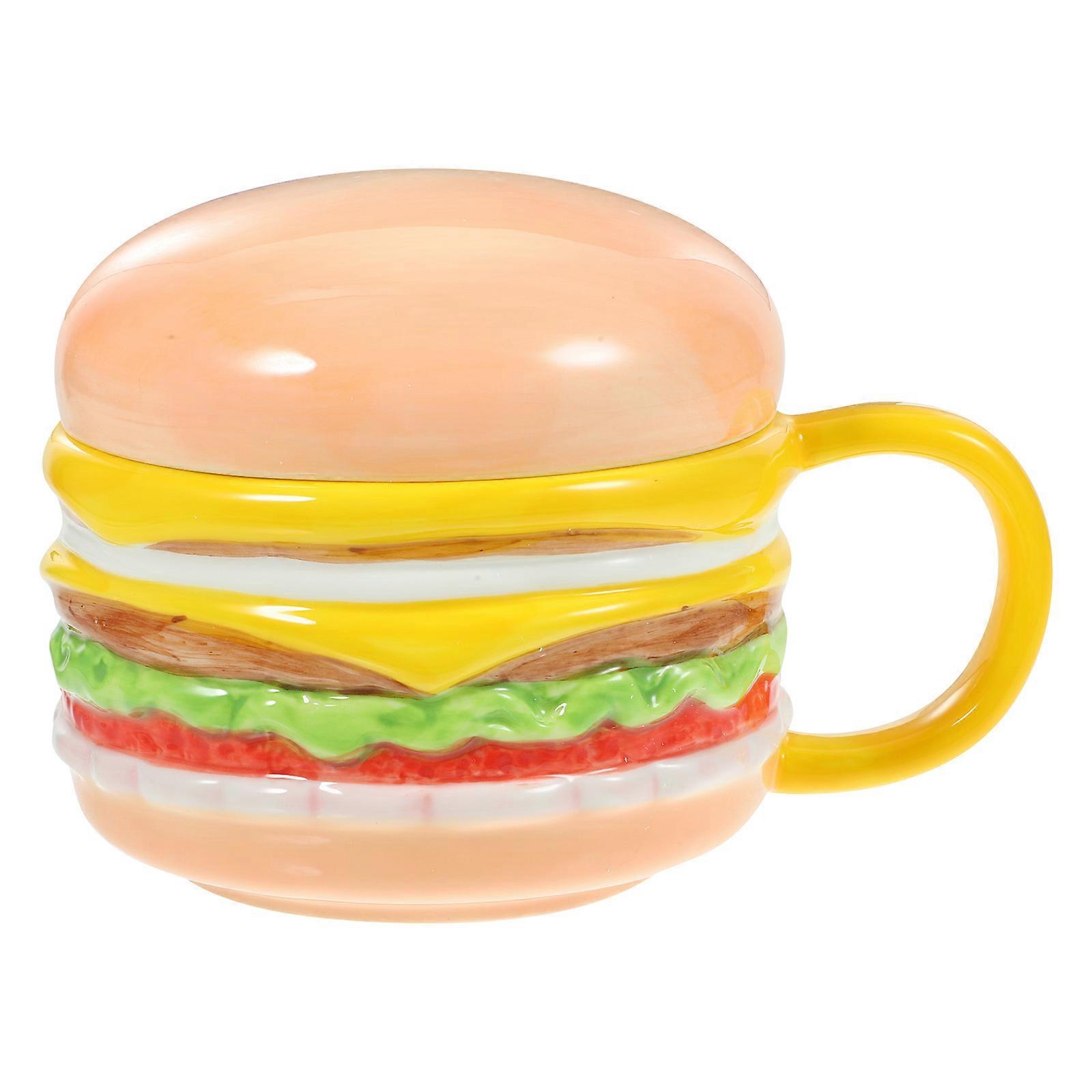 Ceramic Hamburger Coffee Mug Practical Design For Home Use Multi Color 1Pcs