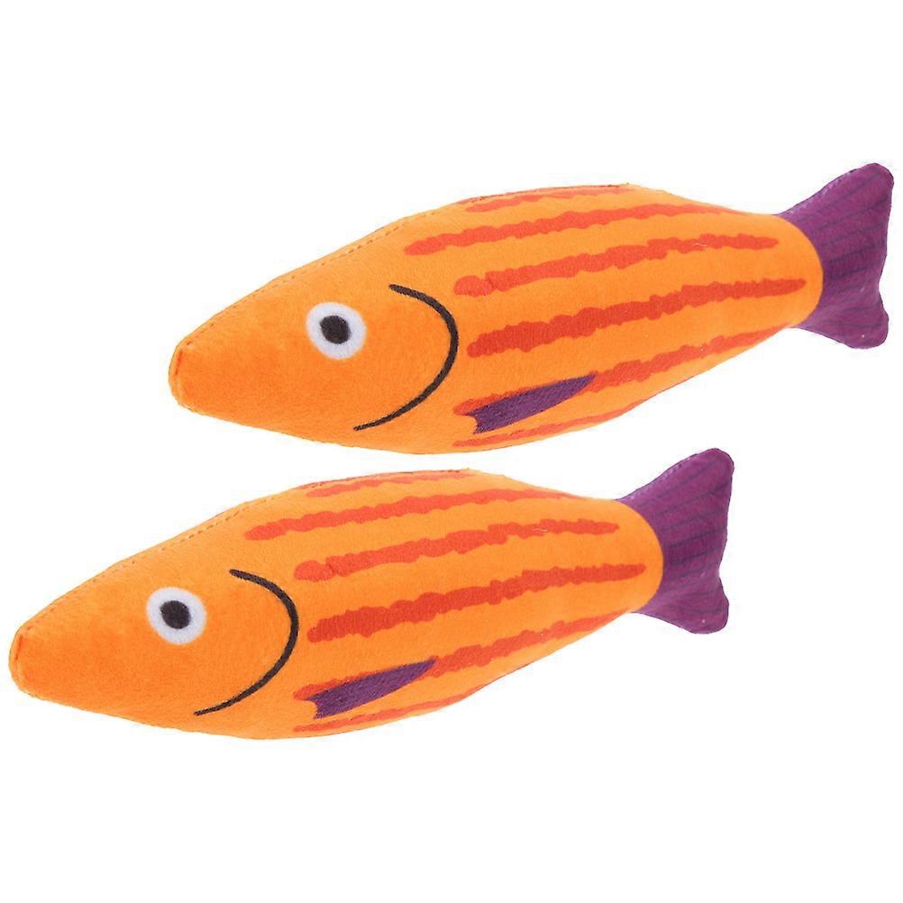 Catnip Cat Toy Fish Shape Plush for Self-Amusing Cats 2Pcs Orange