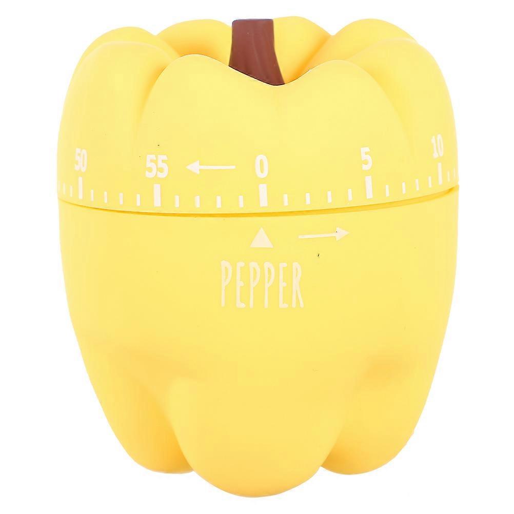 Cute Kitchen Gadgets Mechanical Timer Bell Pepper Shape Yellow 7x5.5x5.5cm Cooking Reminder 1Set