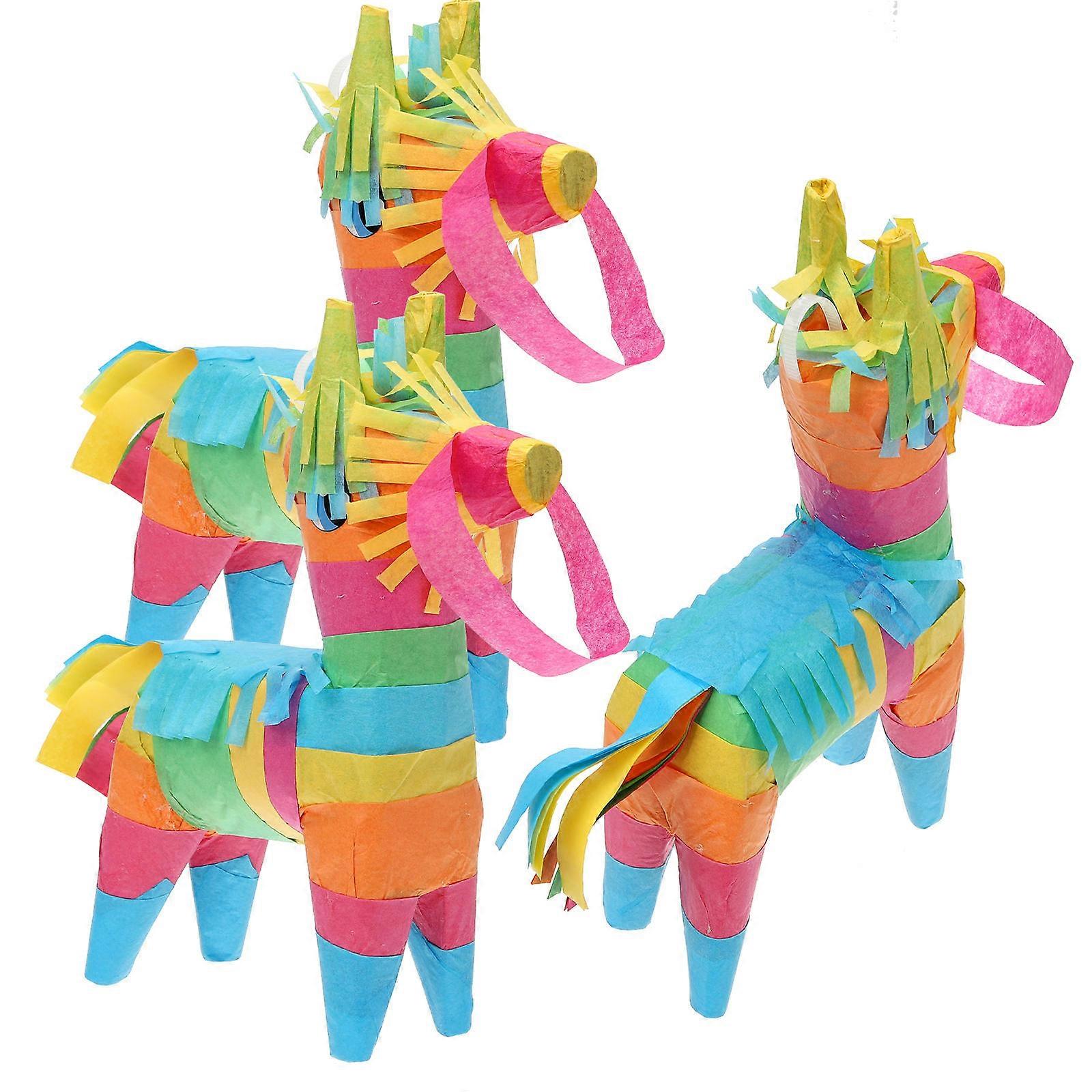 Paper Donkey Pinata 3Pcs Assorted Color Cute Design Easy to Break Party Supply