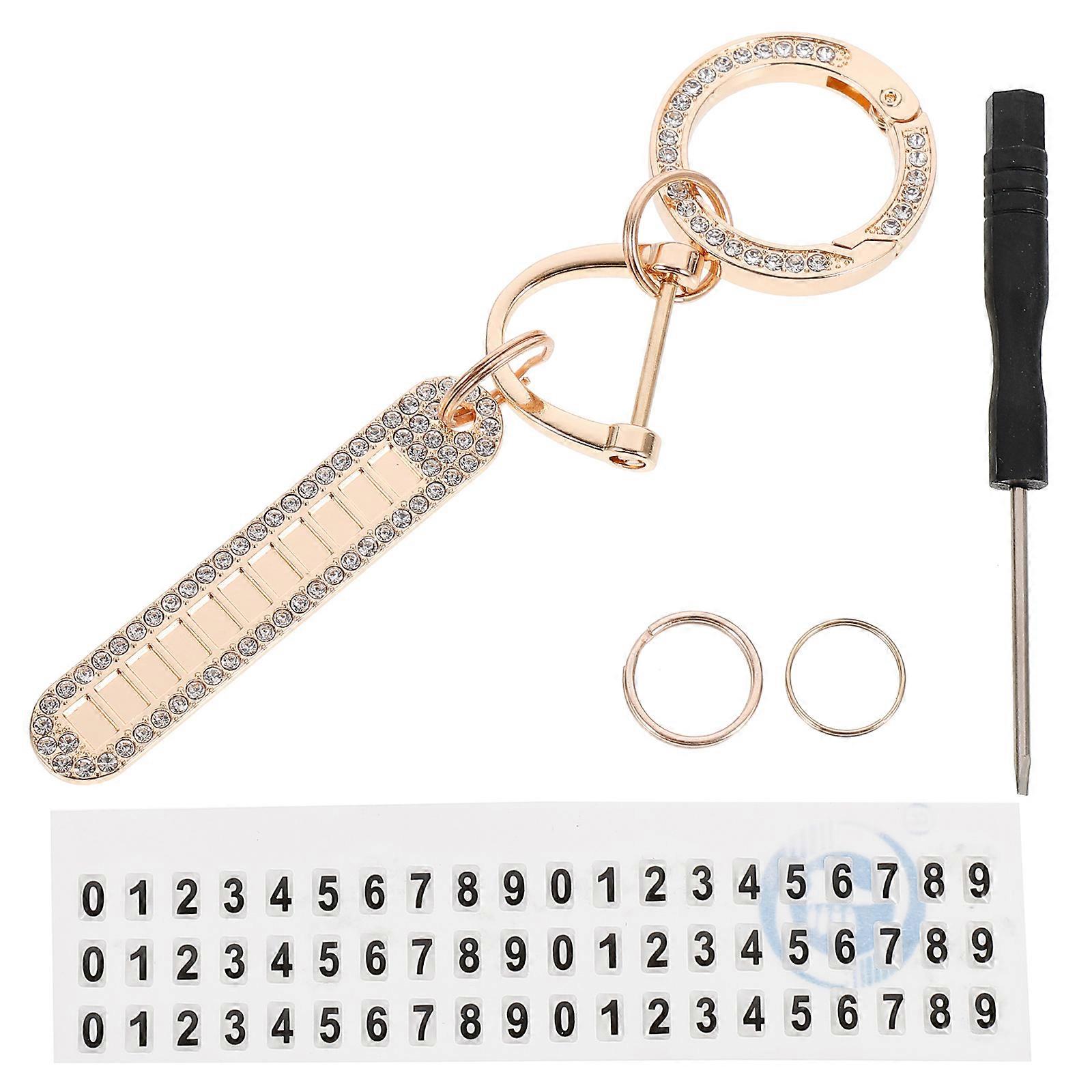 1 Set Rhinestone Key Pendant Number Charm Anti Ring