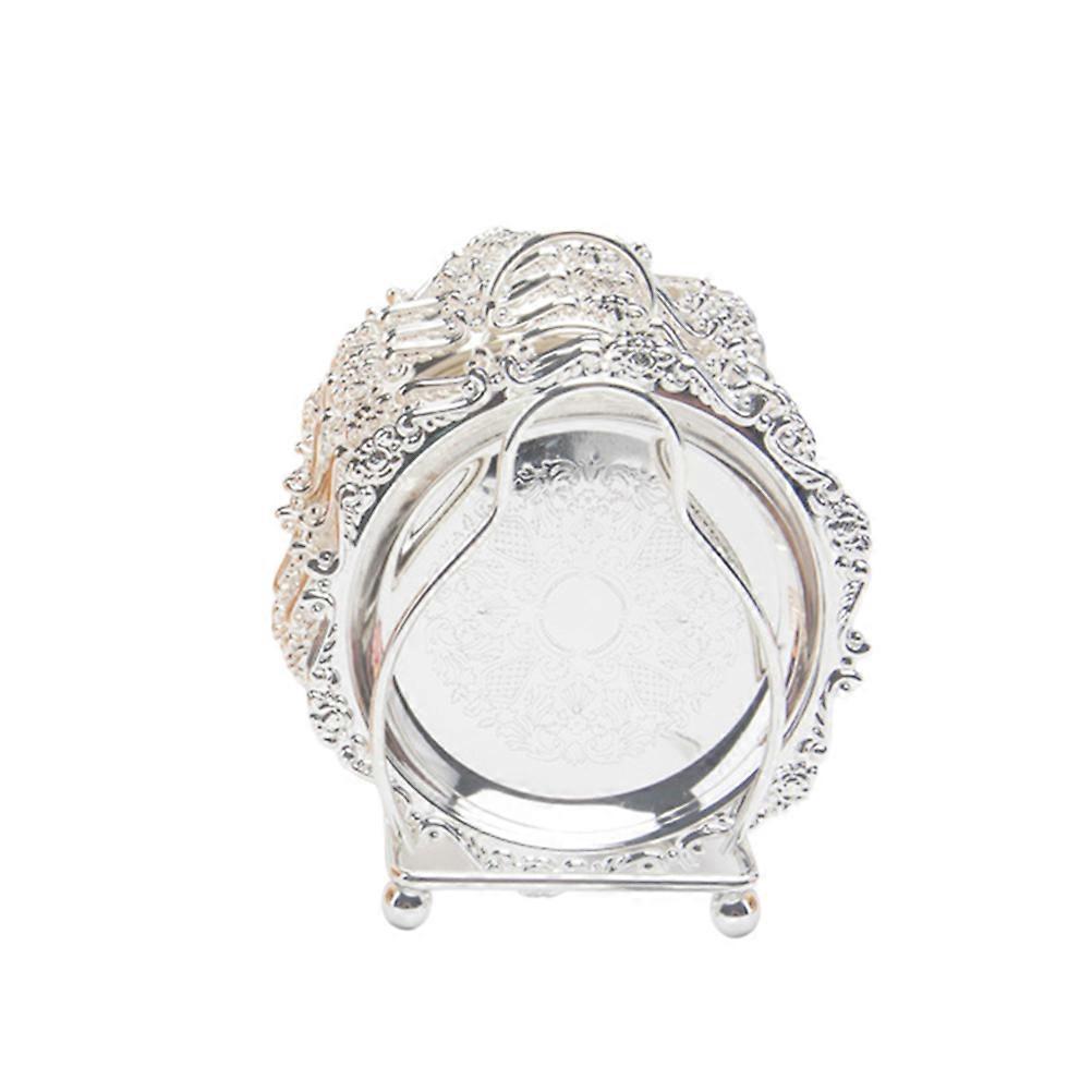 Fruit Platter Mini Cake Dish Silver For Baptism Food Display 6Pcs