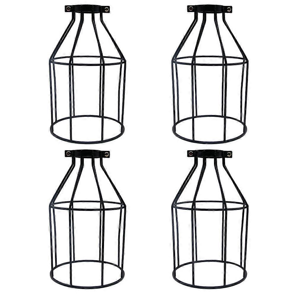 Retro Wall Lamp with Black Iron Cage Lampshade for Home Use 4 Pieces Small Size