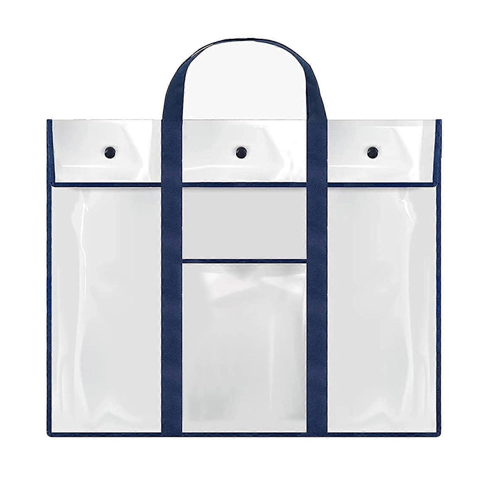 Artist drawing board bag Transparent PVC folder, large capacity, portable for posters, sketch paper, reversible whiteboard Blue