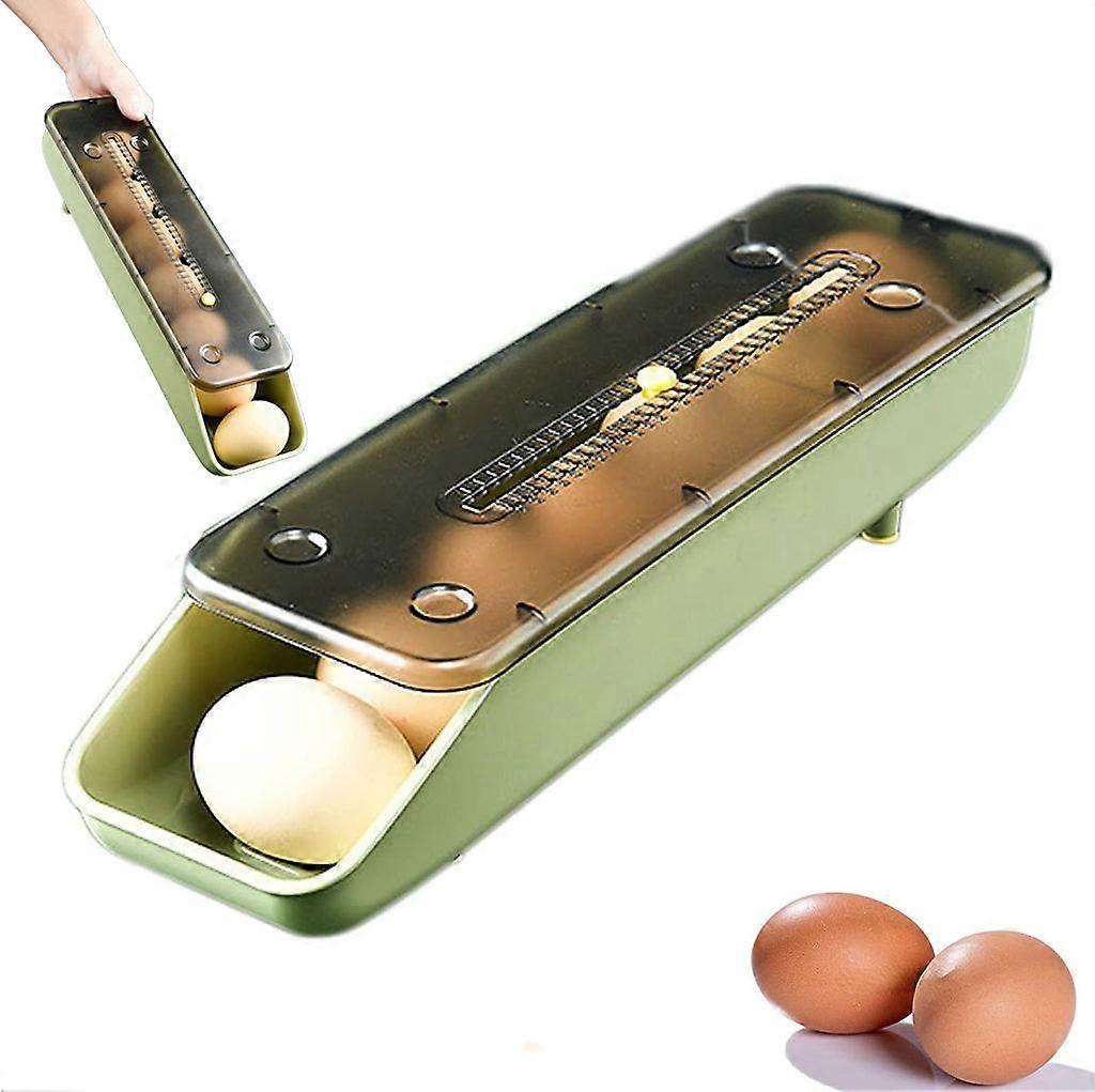 Egg rolling rack, egg dispenser for refrigerator, egg tray, egg rack, automatic egg rolling box, stackable, with time mark
