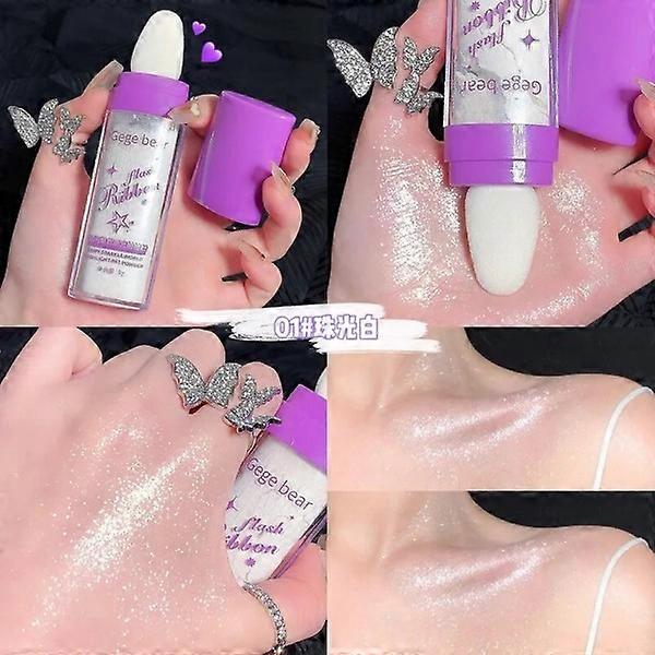 Rozświetlacz w pudrze Biały Moonlight Glitter Shimmer Contour Shading Illuminator do makijażu twarzy dla kobiet