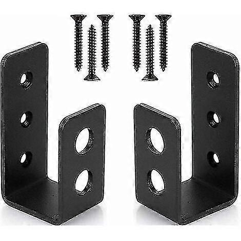 U-Shape Security Bar - 2x4 Door Brackets (2 Pack) - Heavy Duty Steel