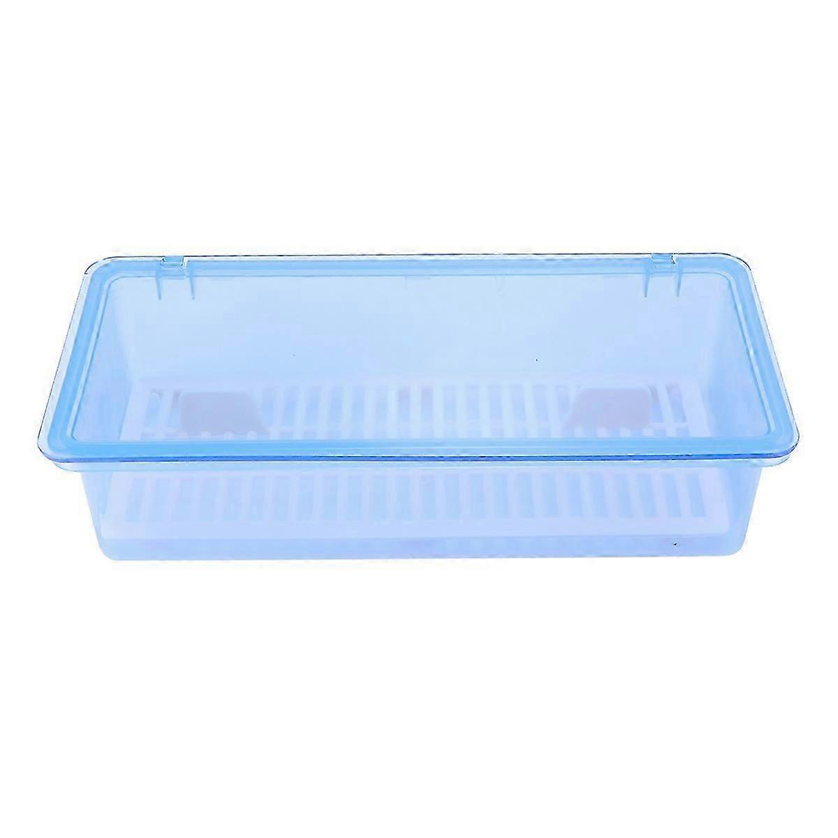 Kitchen Chopsticks Drain Storage Box Transparent Dust-proof Tableware Storage Organizer Kitchen Cutlery Fork Utensil Storage Container (Blue)