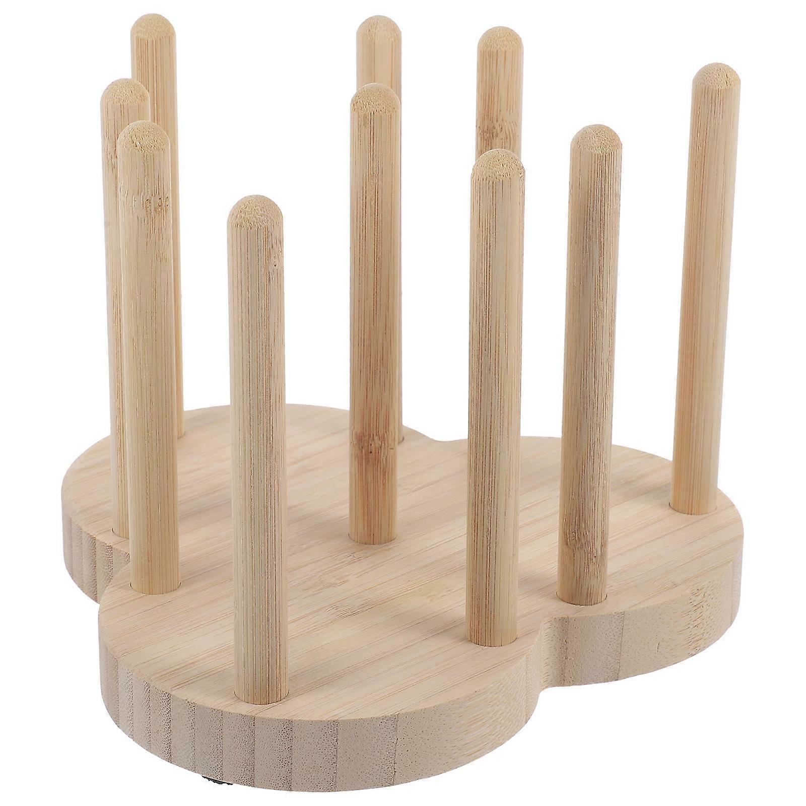Bamboo Holder Stand 3-Grid Organizer Khaki Color 7.86X7.07X5.50in Size 1Pcs For Display