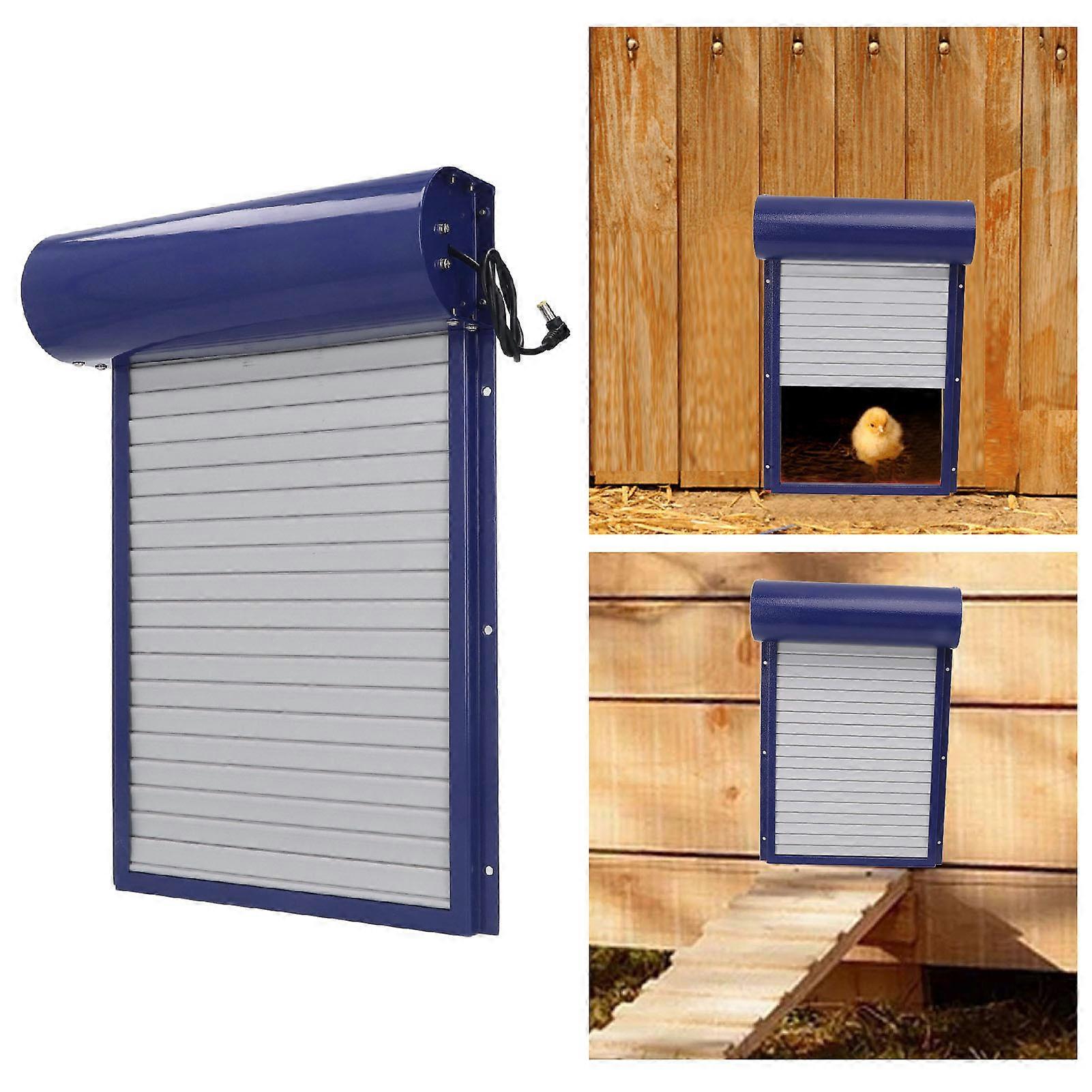 Automatic Chicken Coop Door Programmable Aluminum Chicken Coops Door Opener with Timer Light Sensor Remote Control 3 Modes Blue 