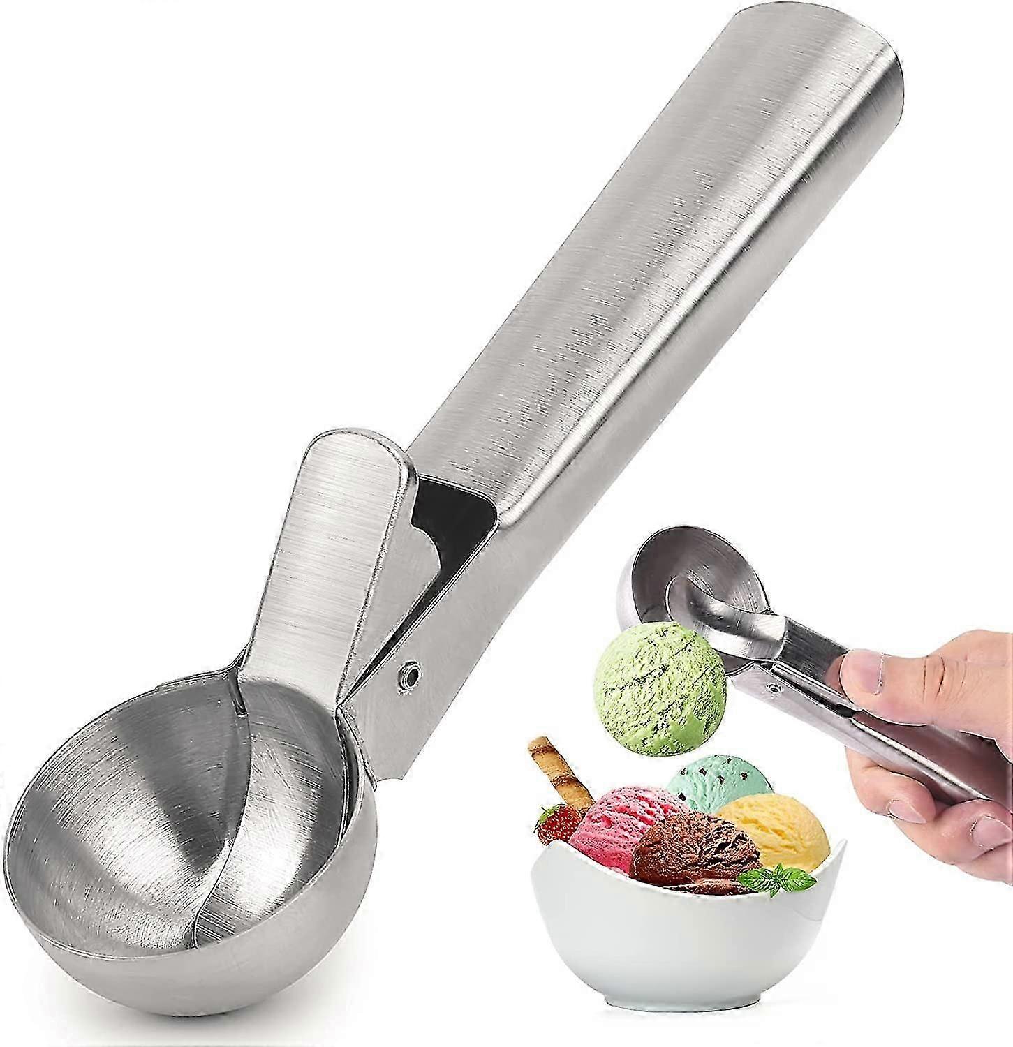 Premium Stainless Steel Ice Cream Scoop with Trigger for Smooth Serving