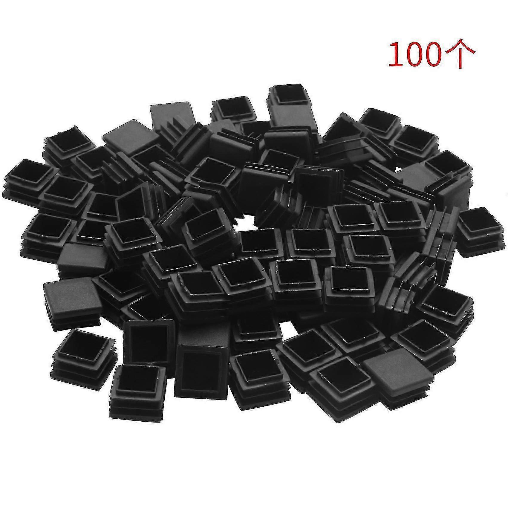100 قطعة أنبوب مربع بلاستيكي إدراجات نهاية قبعات طمس 20 مم × 20 مم أسود ×