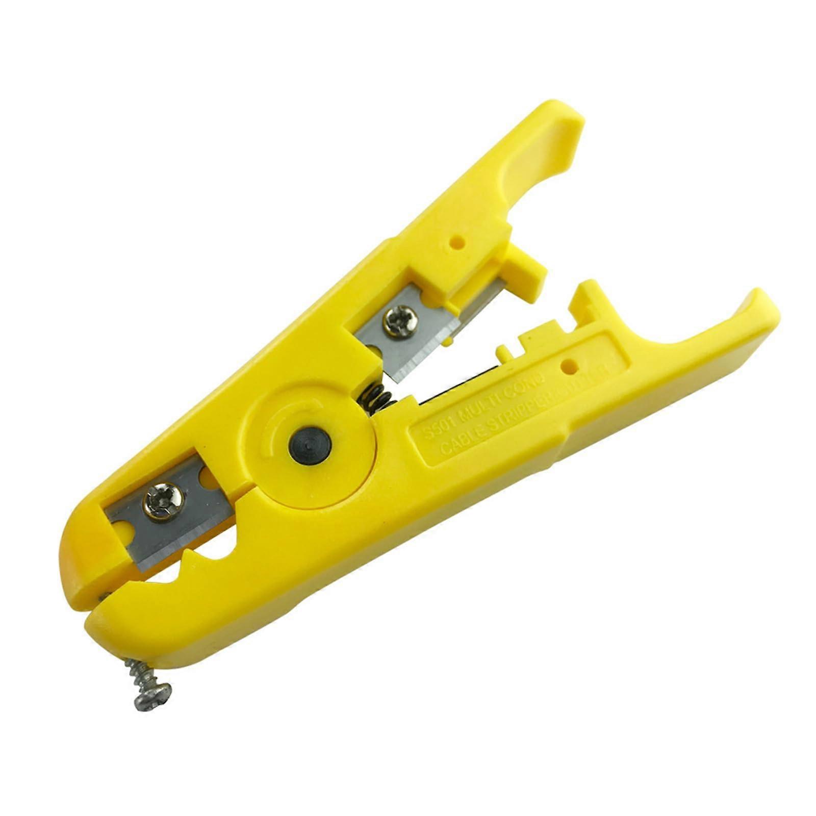 Kabel Stripper Ethernet Cable Cutter Round Wire Cutting Tool for Cat7 Cat6 Cat5e Cat5 Yellow Blister Pack