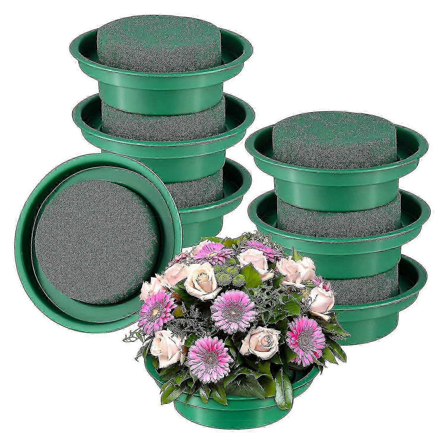 8 Pack Floral Foam Round Bowls DIY Flower Arrangement Kit Green Round Wet Floral Foam Blocks for Suitable Brand Decor