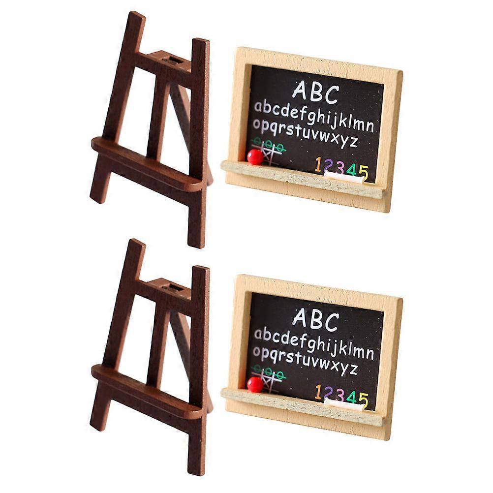 Miniature Wooden Easel with ABC Chalkboard for Dollhouse Decoration – Multipurpose Ornament for Photography Props and Desktop Display