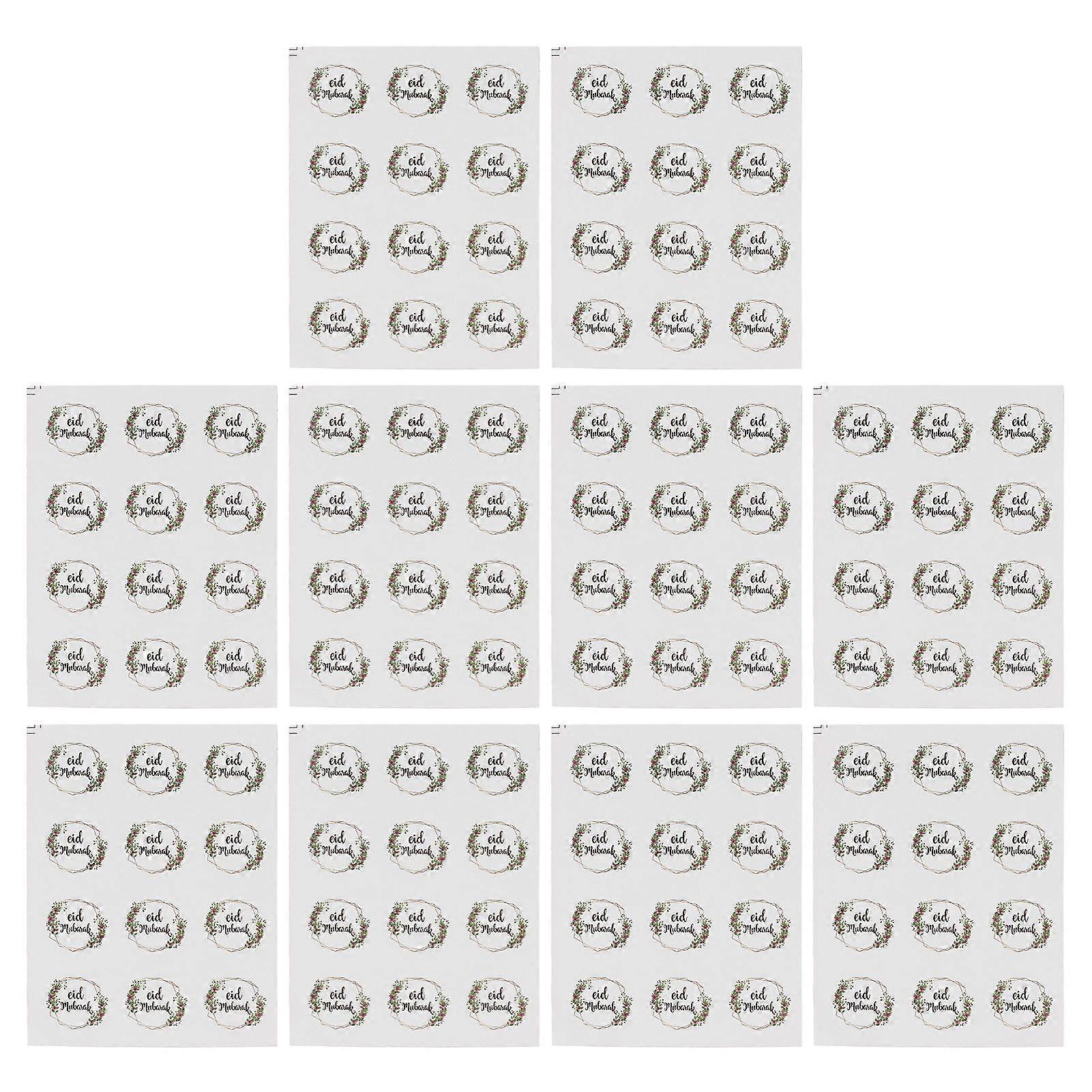 2025 Latest Model 10pcs Eid Mubarak Stickers Flowers Leaves Pattern Self