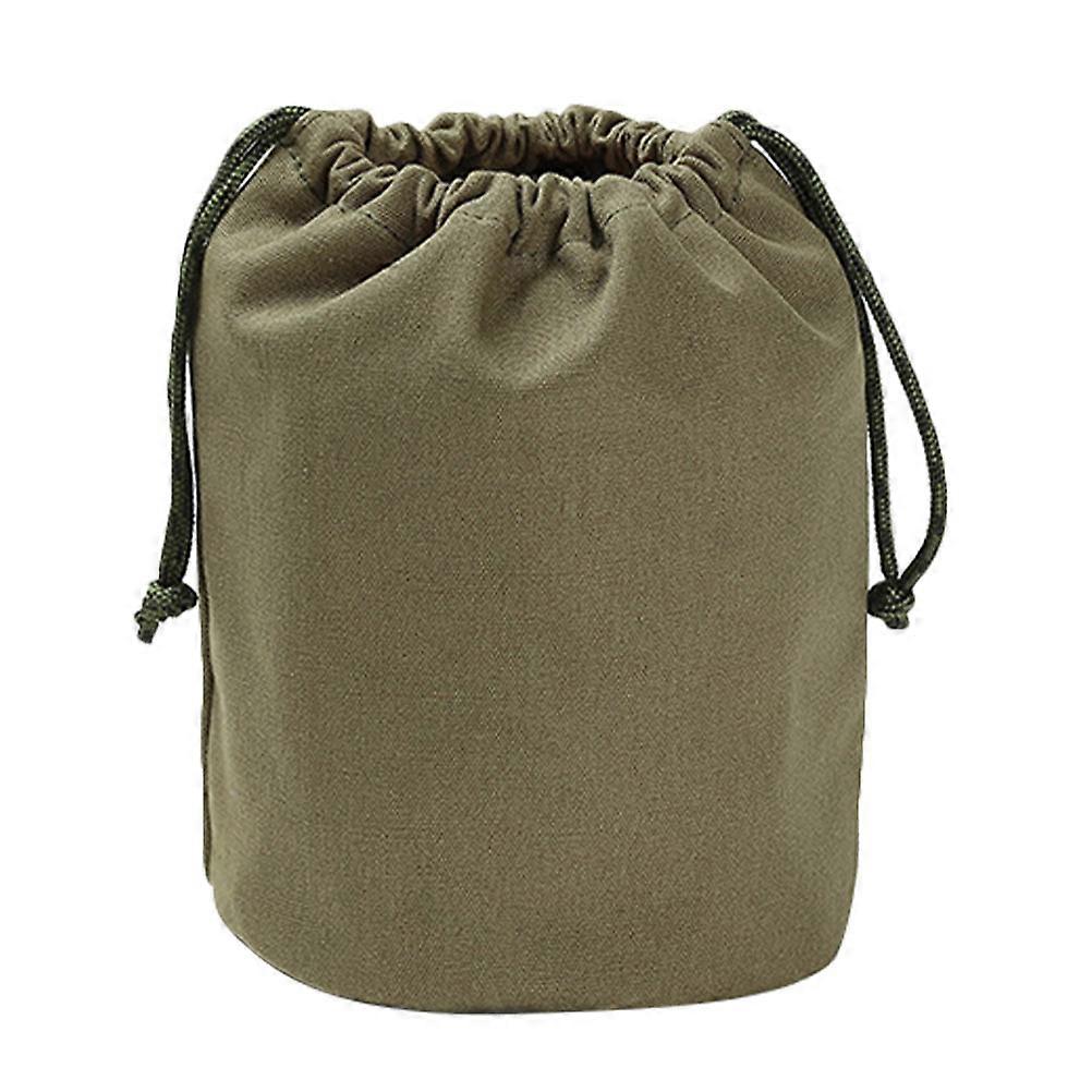 Drawstring Canvas Storage Bag with Compartments, Large Capacity Lightweight Washable Bag for Camping and Outdoor Use, Army Green
