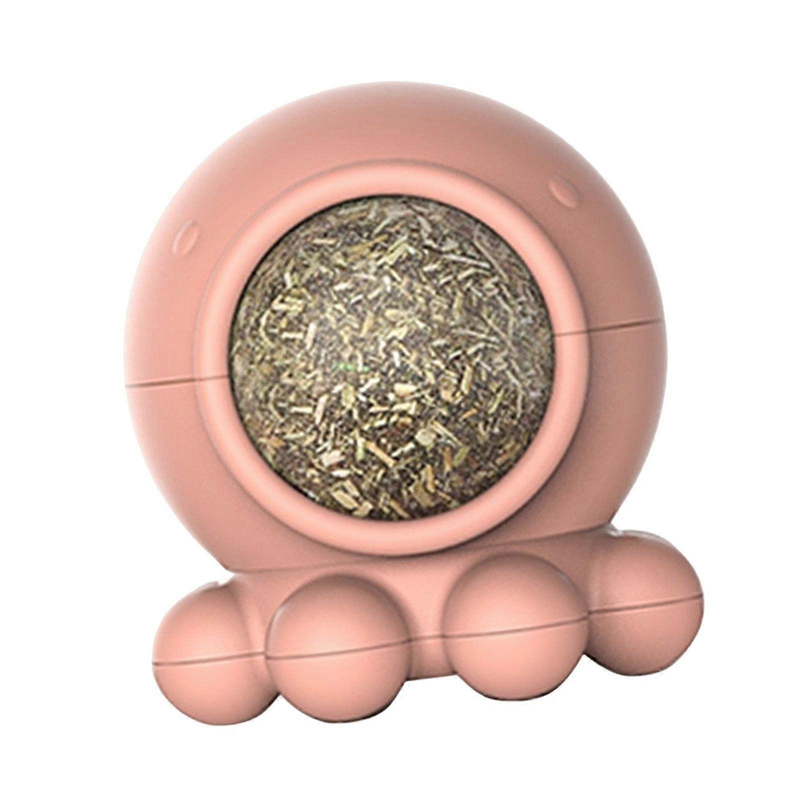 Rotating Edible Catnip Ball Toy, Fun Cat Supplies, Cute Gift for Kittens, PINK