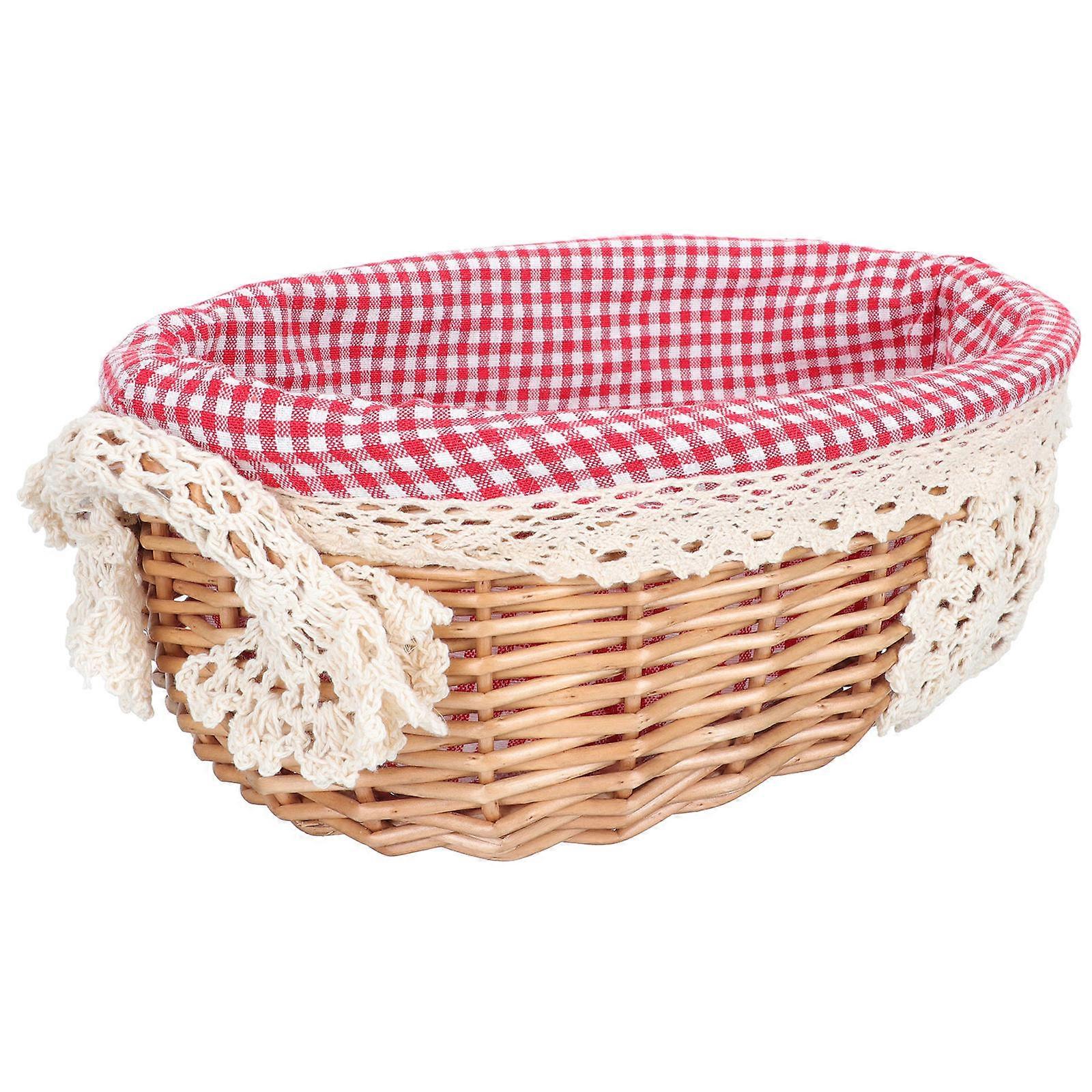 Handmade Storage Basket with Fine Craftsmanship in Red Linen for Organizing at Home or Office 12.5x8.5x6 inches