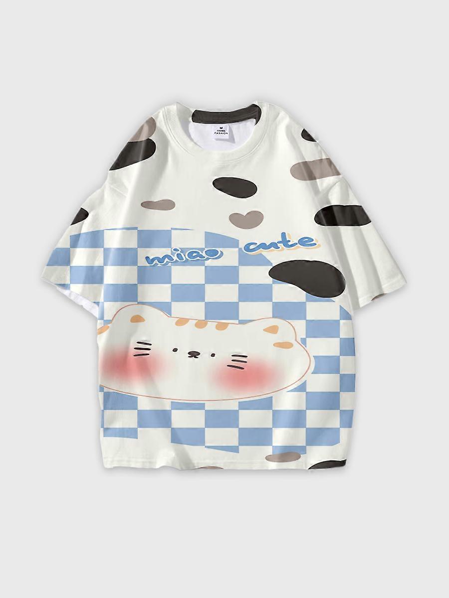 T-Shirt Round Neck Loose-Fit Short Sleeve Patterned Tee JW390