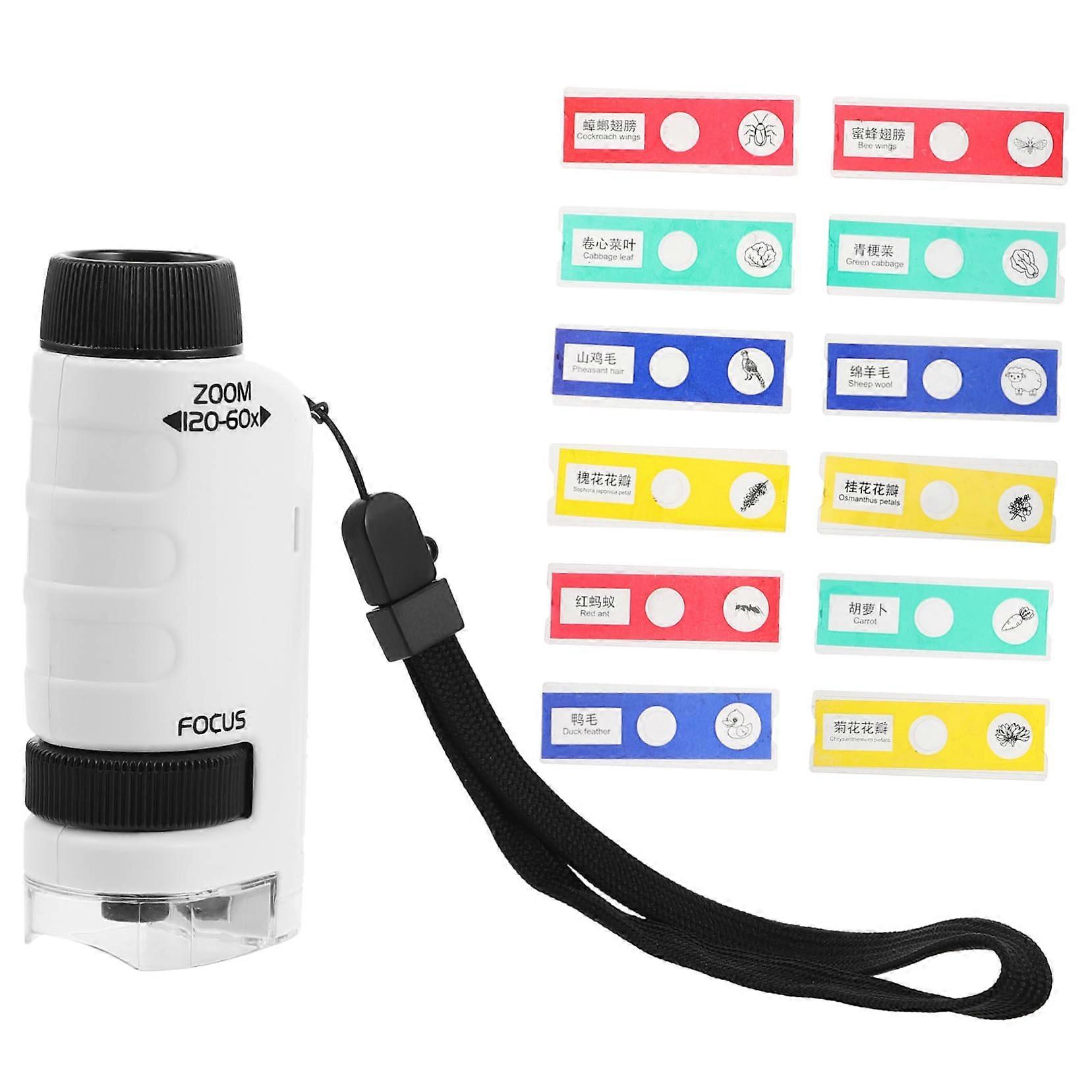 Mini Microscope Set for Portable Handheld Use with Slides for Scientific Learning for Elementary Students and Educational Purposes
