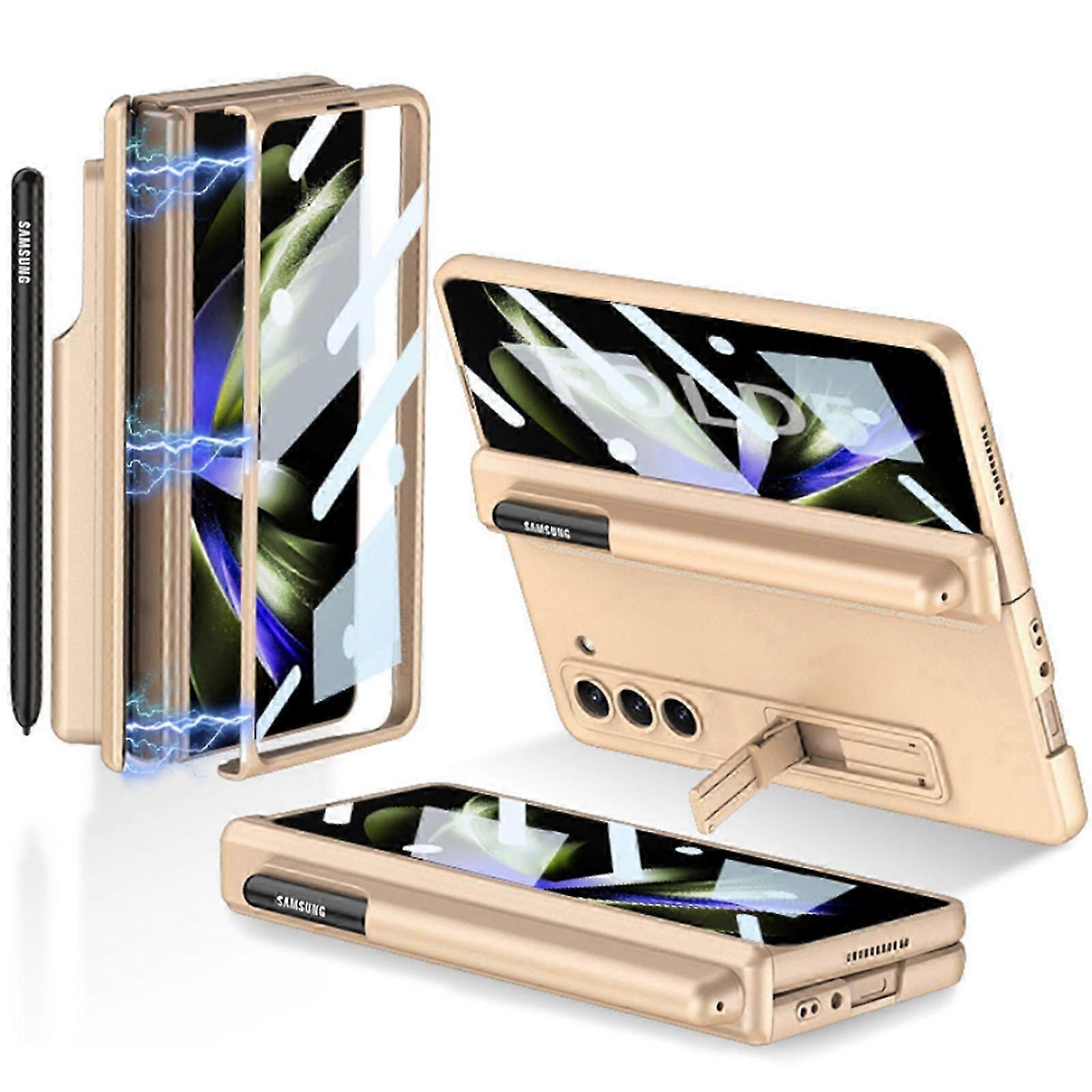 for Samsung Galaxy Z Fold 5 Case with Screen Protector, Z Fold 5 Case with Hinge Protection S Pen Slot Adjustable Kickstand