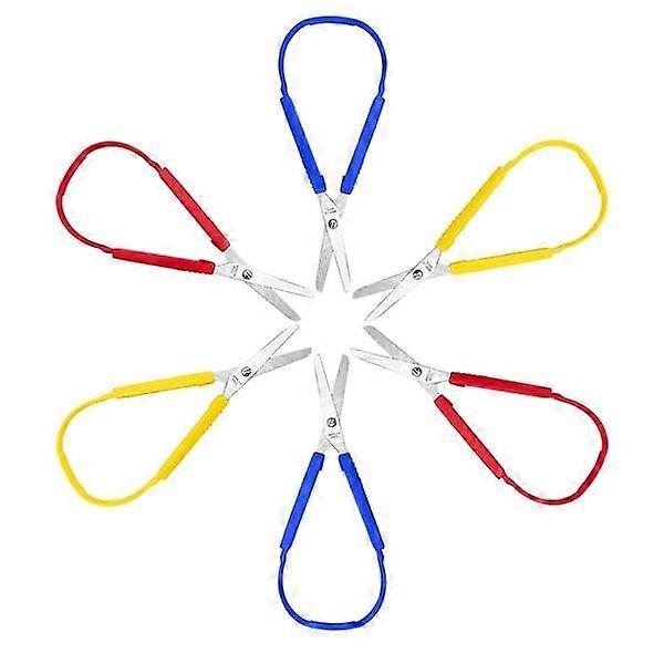 6 pcs self-adhesive scissors with loop, colorful, self-adhesive, adaptive scissors for children, adults, home, office, school