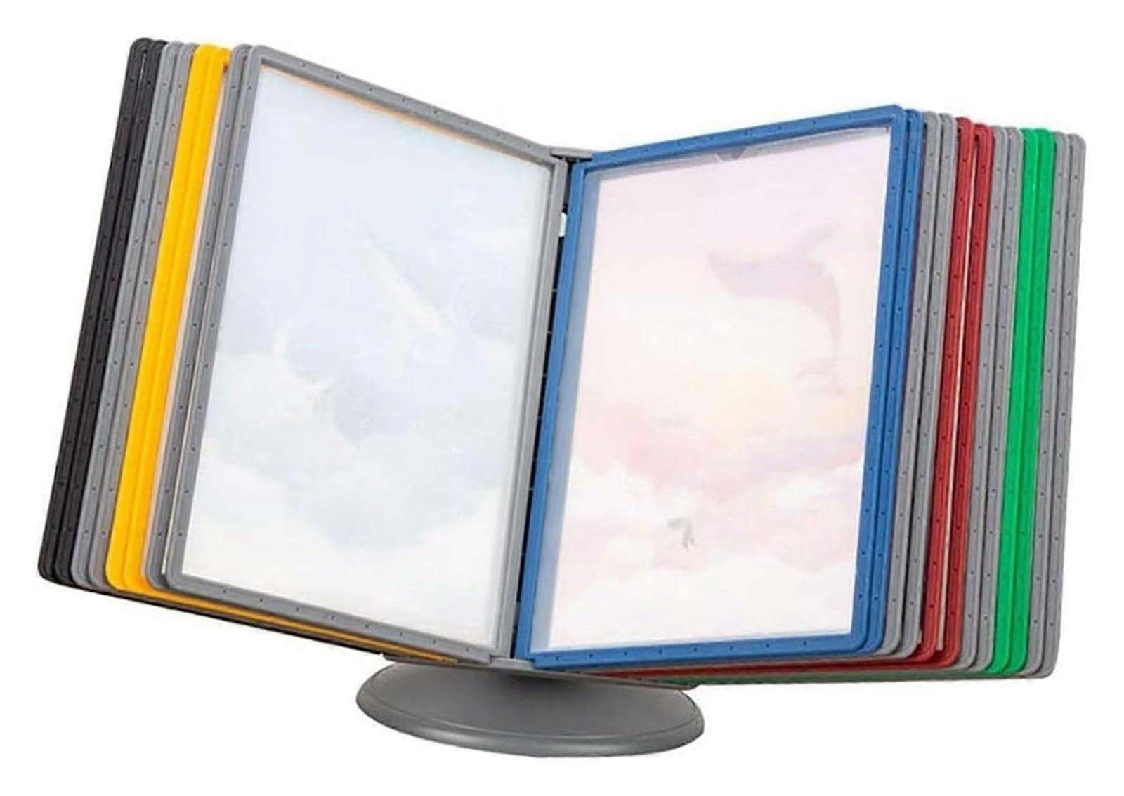 Desktop Reference System - Wall Mounted Document Holder with 10 and 20 Double Sided A4 Panels for Display and Storage